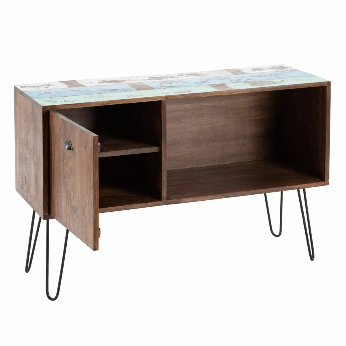 Anrichte Blau Metall Holz Braun 120 X 40 X 80 Cm günstig online kaufen