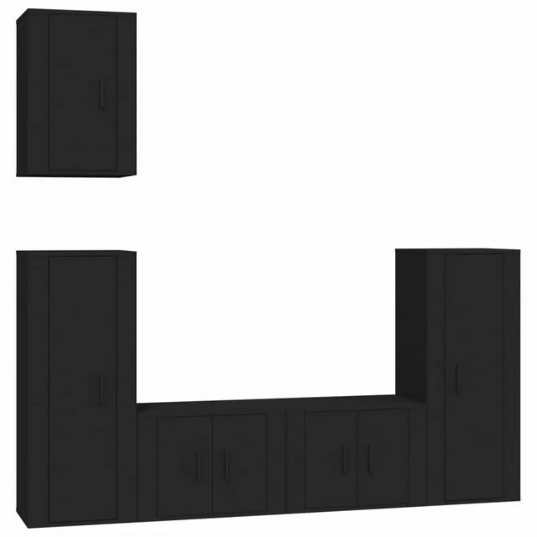 furnicato TV-Schrank 5-tlg. TV-Schrank-Set Schwarz Holzwerkstoff (5-St) günstig online kaufen