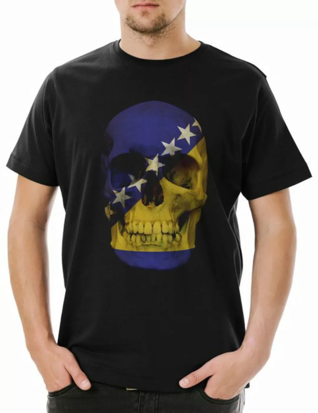 Urban Backwoods Print-Shirt Classic Bosnia Skull Flag Herren T-Shirt Totenk günstig online kaufen