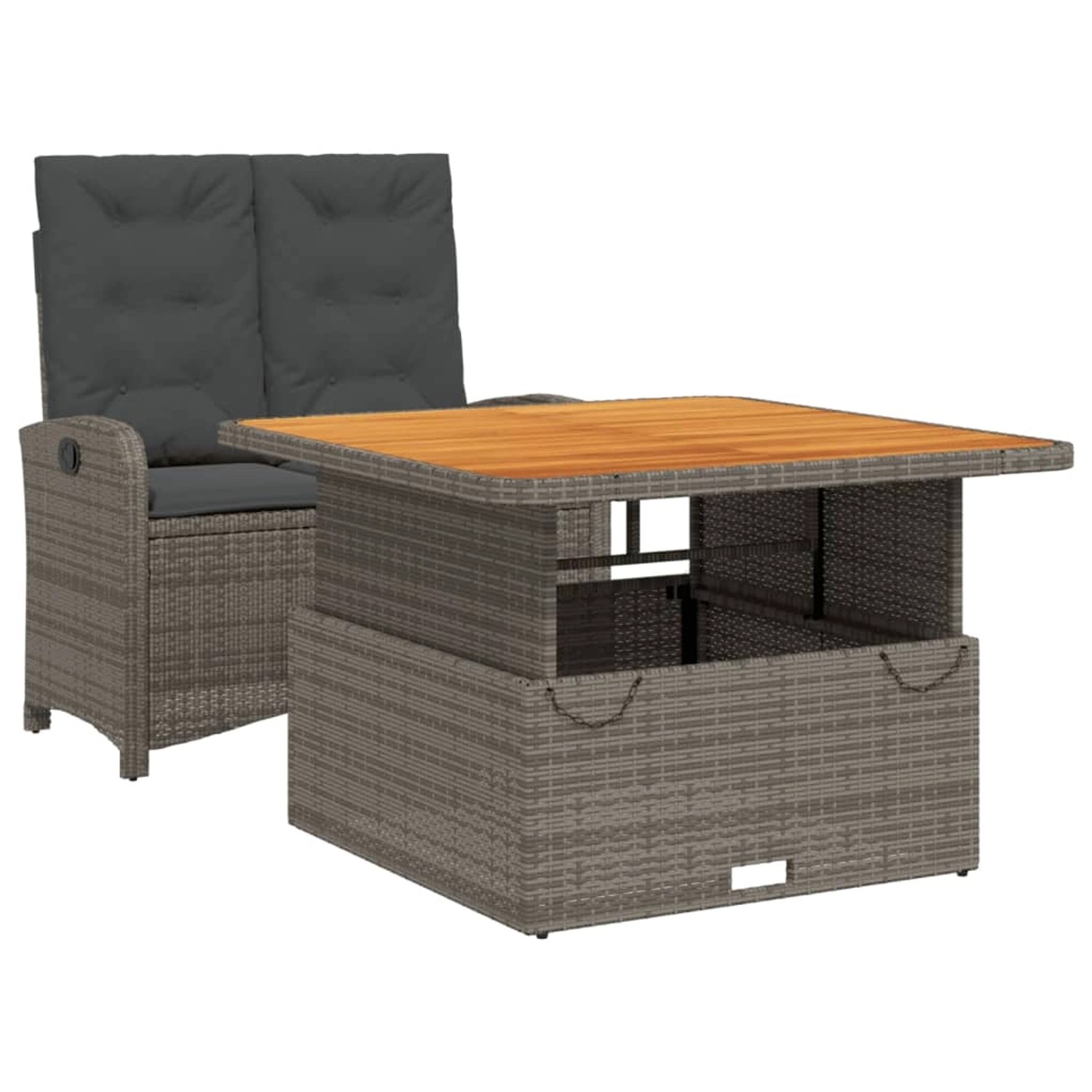 vidaXL 2-Tlg Garten-Essgruppe mit Kissen Grau Poly Rattan 3277343 günstig online kaufen