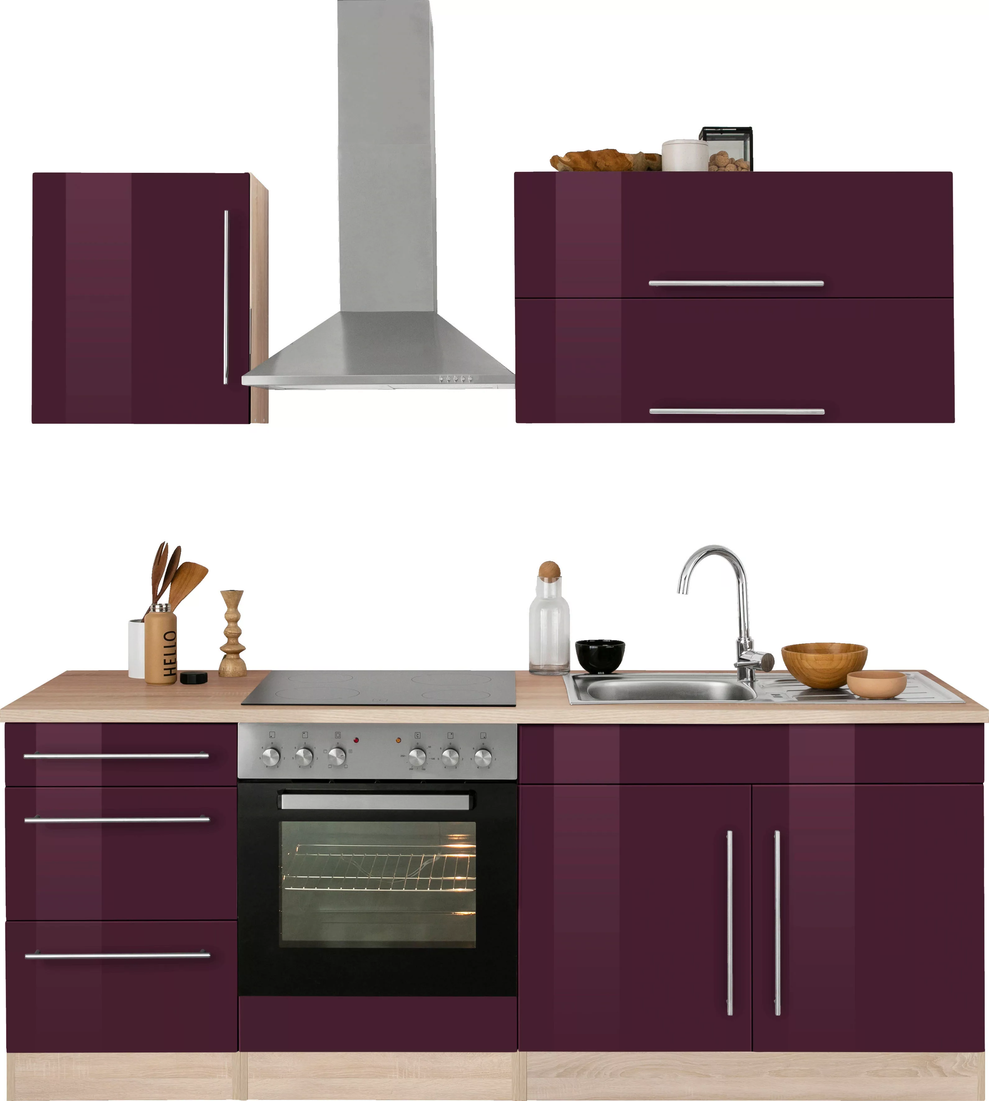 KOCHSTATION Küchenzeile "KS-Samos", mit E-Geräten, Breite 210 cm mit Stange günstig online kaufen