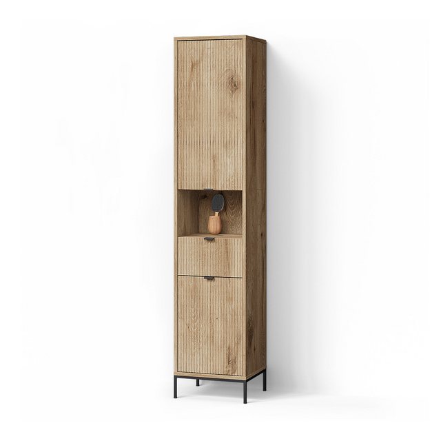 Livinity® Hochschrank ATERNO, Viking Oak, 40 x 190 cm mit Tür und Schublade günstig online kaufen