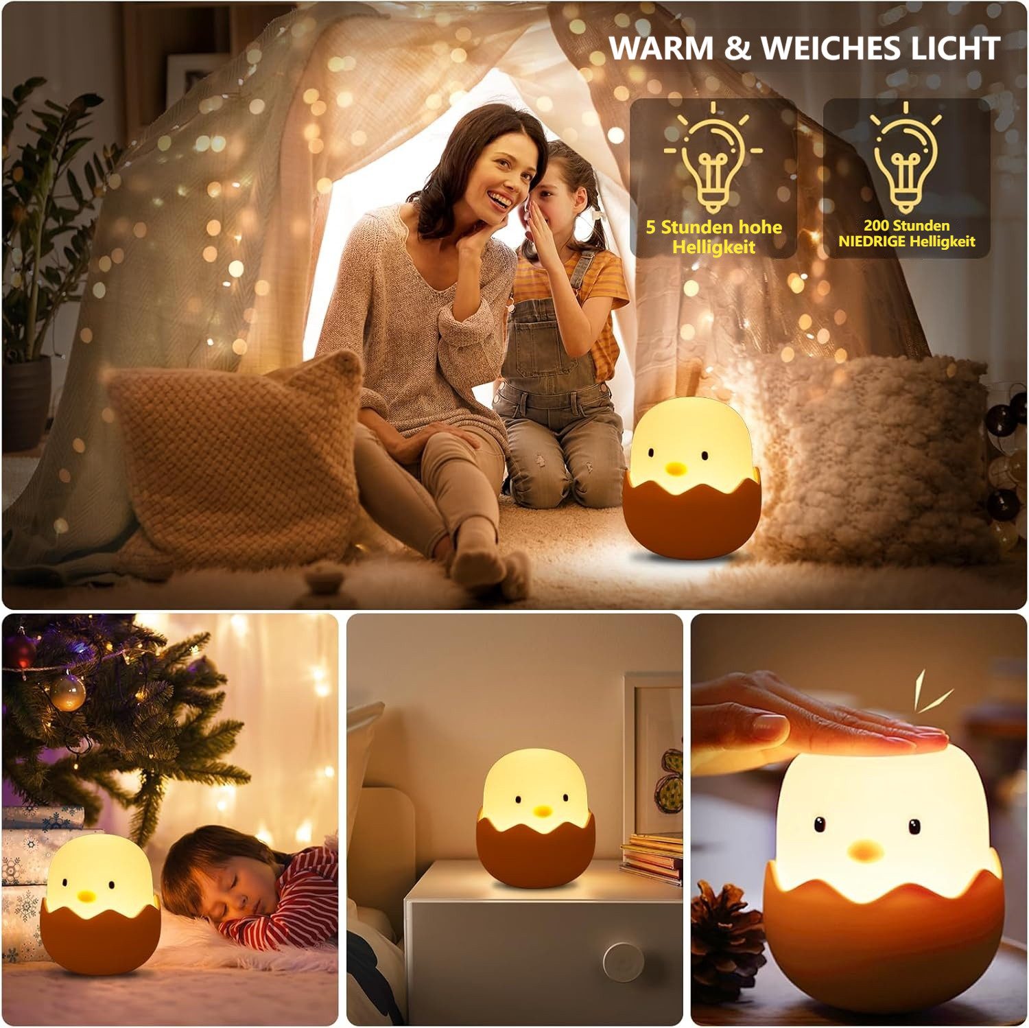 BlingBin LED Nachtlicht Kindernachtlicht, tragbares USB-Touchlicht, günstig online kaufen