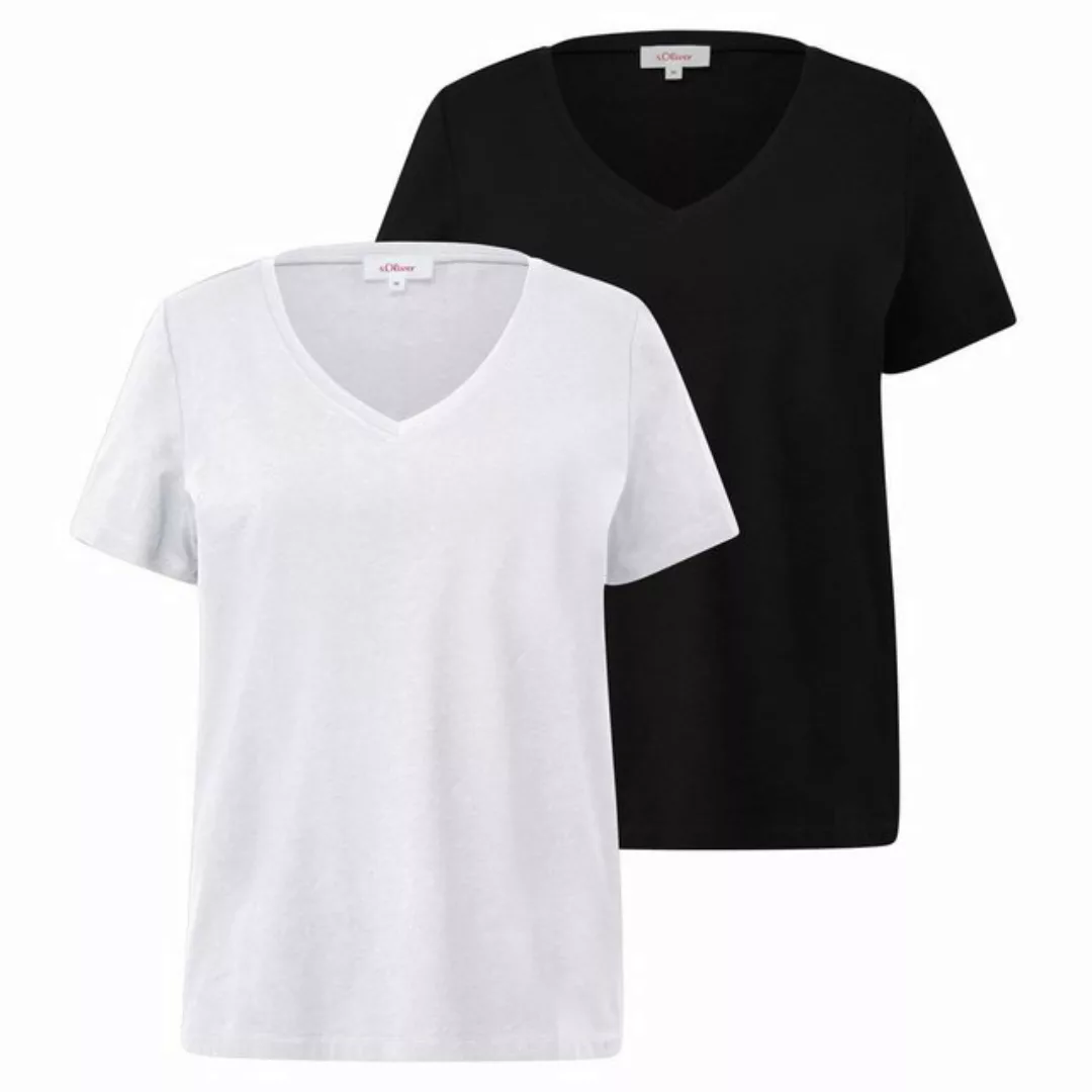 s.Oliver T-Shirt Basic (2-tlg) V-Ausschnitt, kurze Ärmel, 2er Pack günstig online kaufen