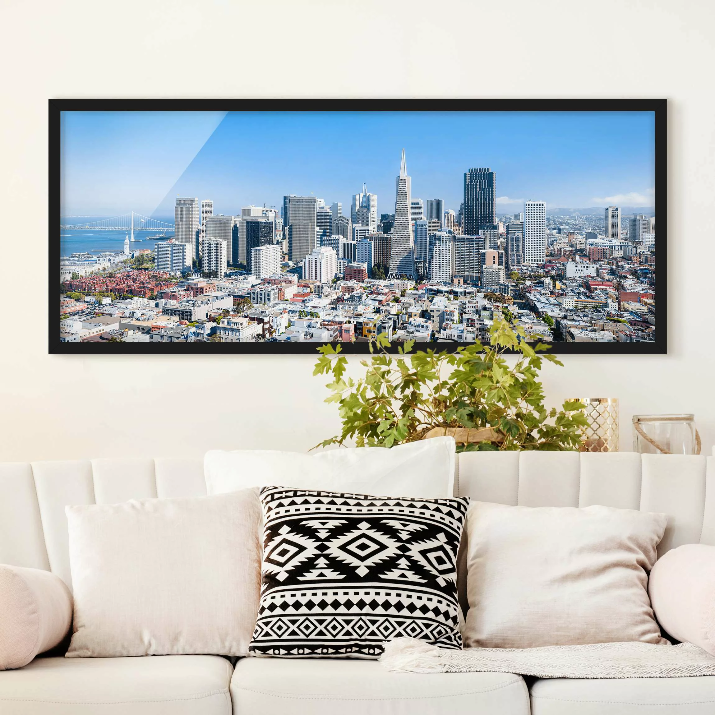 Bild mit Rahmen San Francisco Skyline günstig online kaufen
