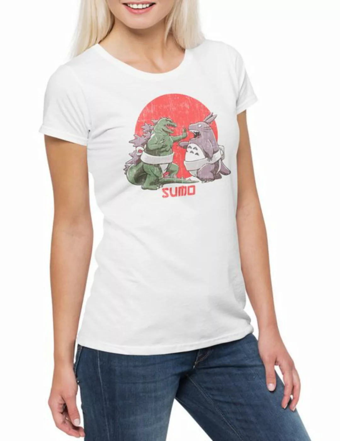 Urban Backwoods Print-Shirt Sumo Monsters Damen T-Shirt Geek Nerd Sumo Ring günstig online kaufen