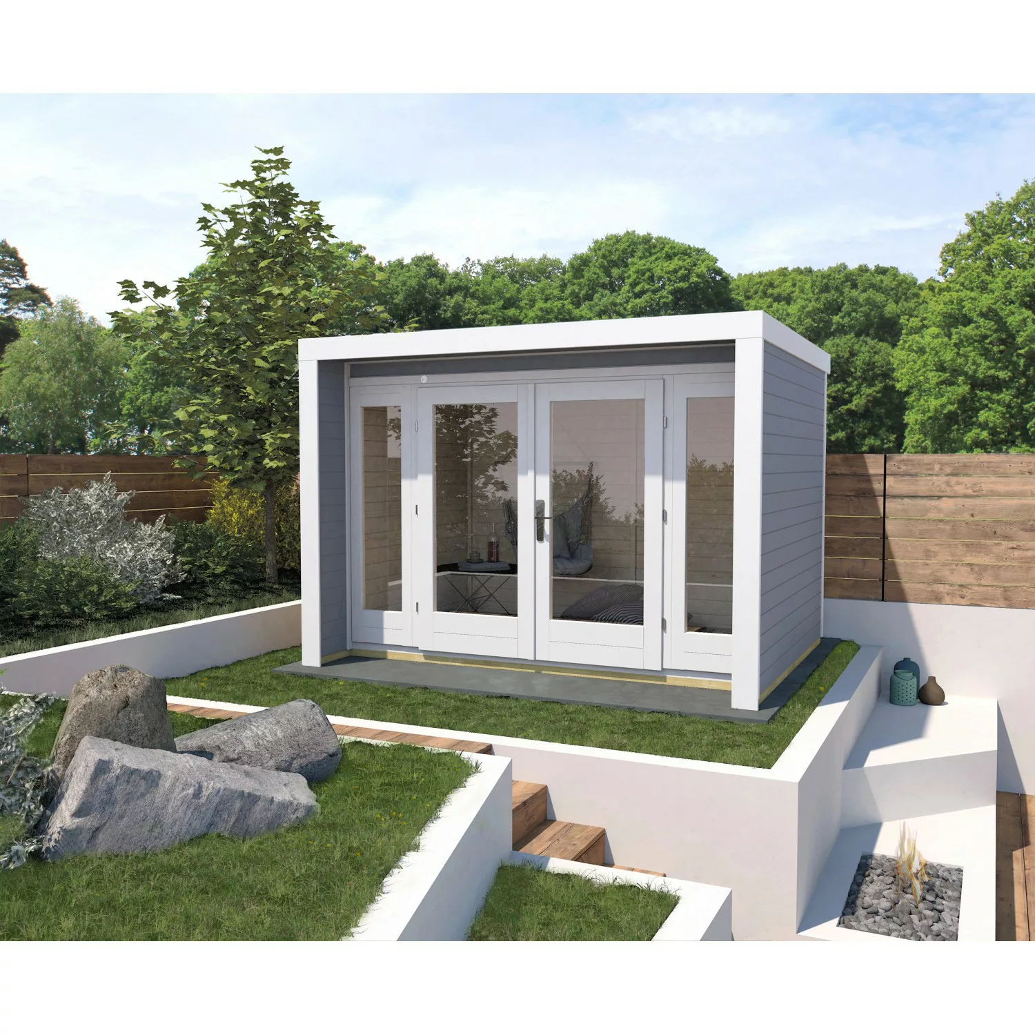 Weka Holz-Gartenhaus Flachdach Lasiert 305 cm x 316 cm günstig online kaufen
