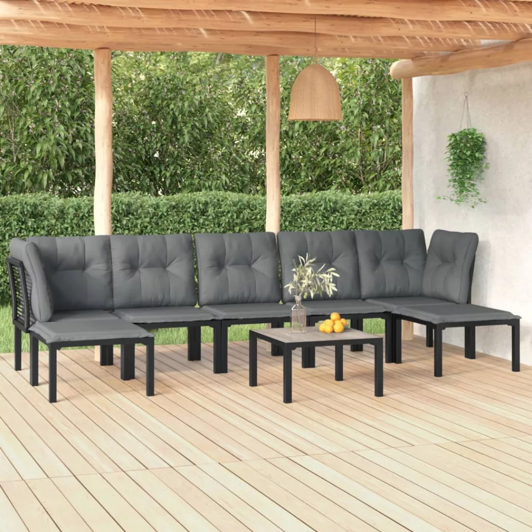 Vidaxl 8-tlg. Garten-lounge-set Schwarz Und Grau Poly Rattan günstig online kaufen