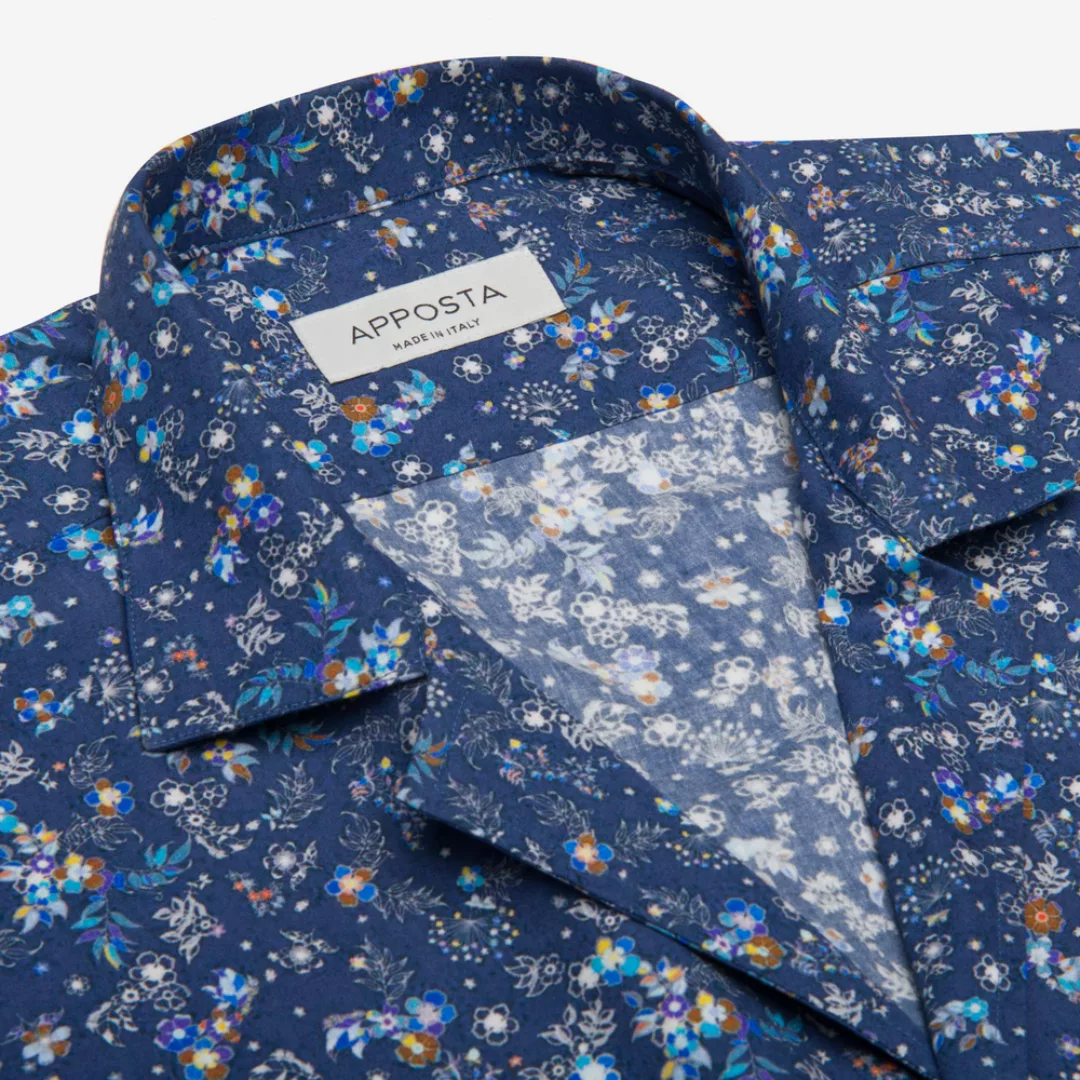 Hemd  blumenmuster  marineblau 100% reine baumwolle popeline, kragenform  r günstig online kaufen