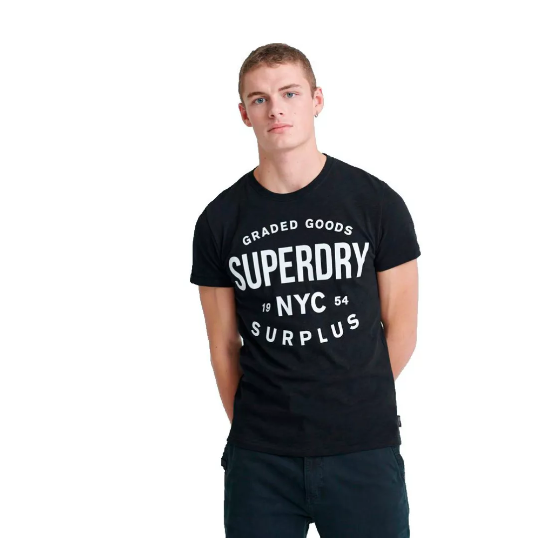 Superdry Surplus Goods Classic Graphic Kurzarm T-shirt XS Black Slub günstig online kaufen