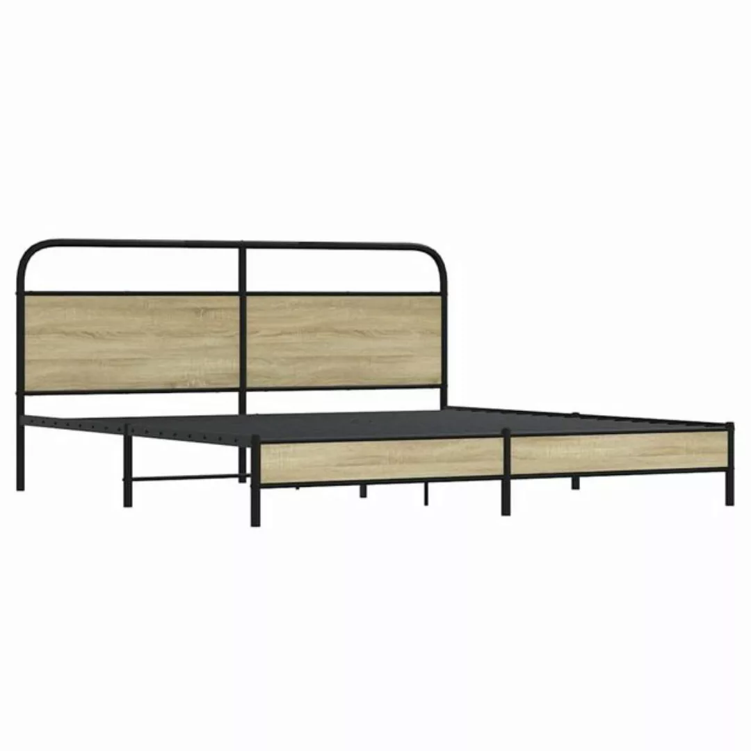 vidaXL Bett Metallbett ohne Matratze Sonoma-Eiche 193x203 cm günstig online kaufen