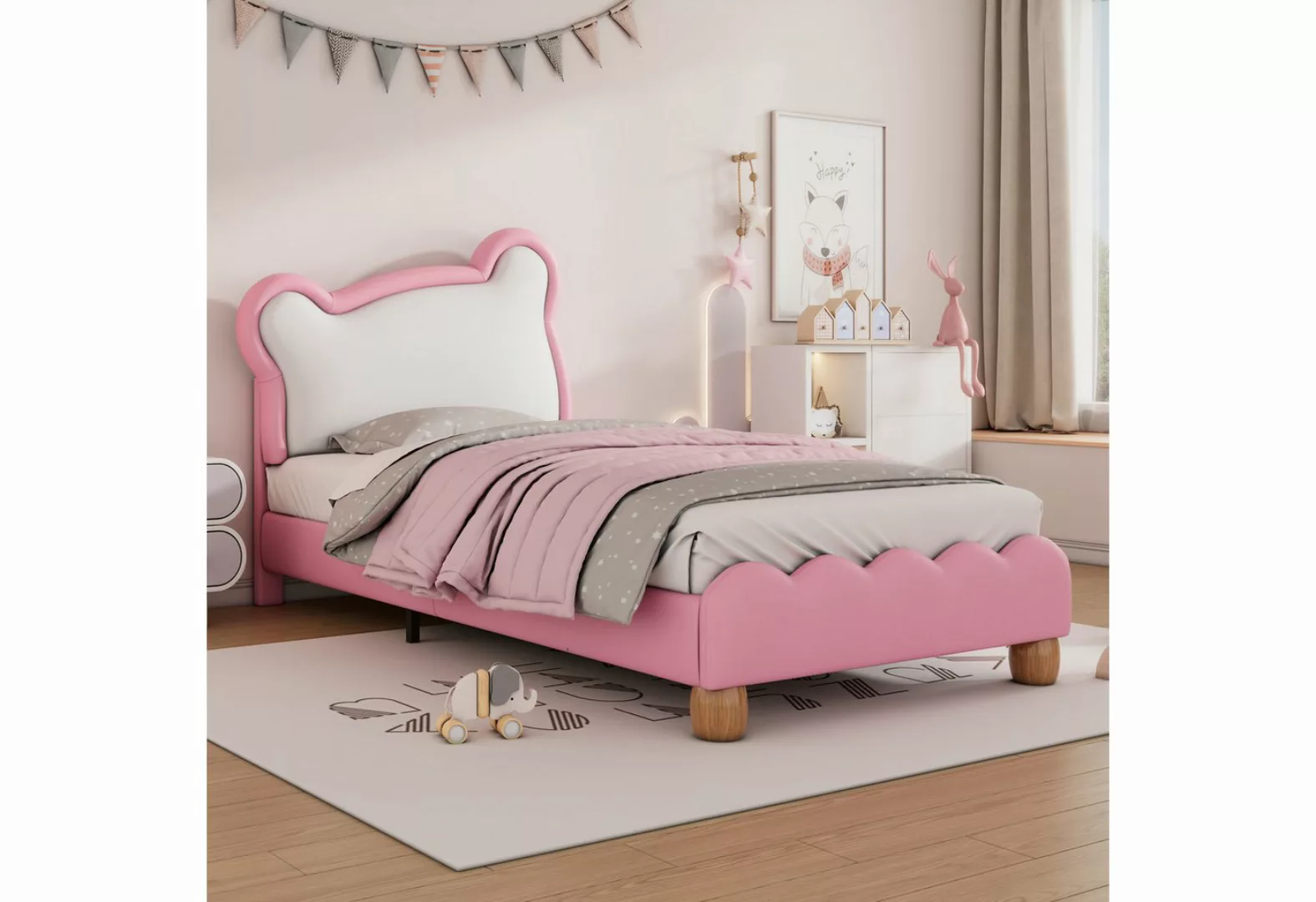 Odikalo Kinderbett Polsterbett Einzelbett Jugendbett Bärenform 90x200 PU-Le günstig online kaufen