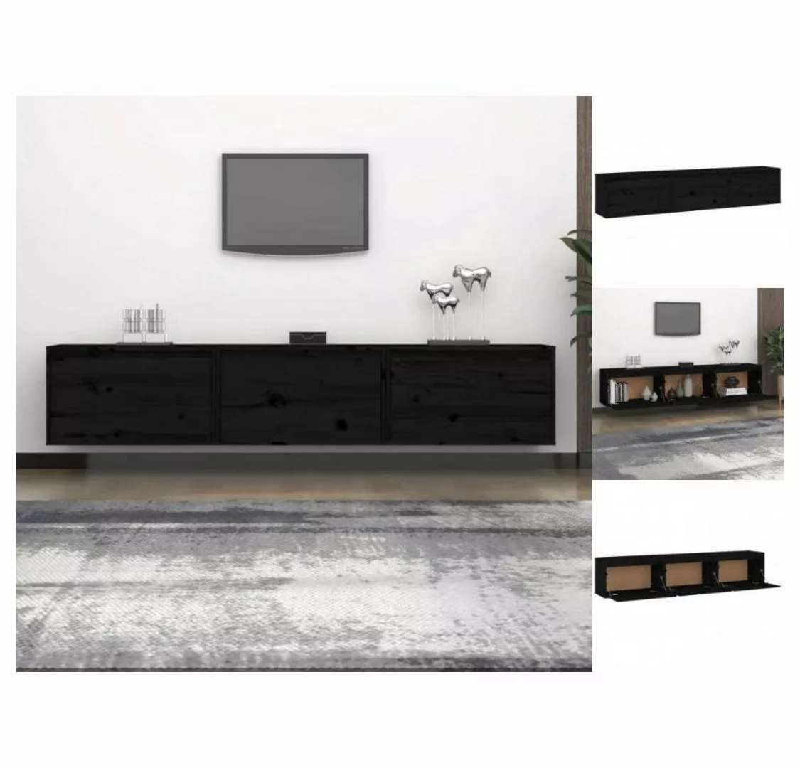 vidaXL TV-Schrank TV-Schränke 3 Stk Schwarz Massivholz Kiefer Lowboard Lowb günstig online kaufen