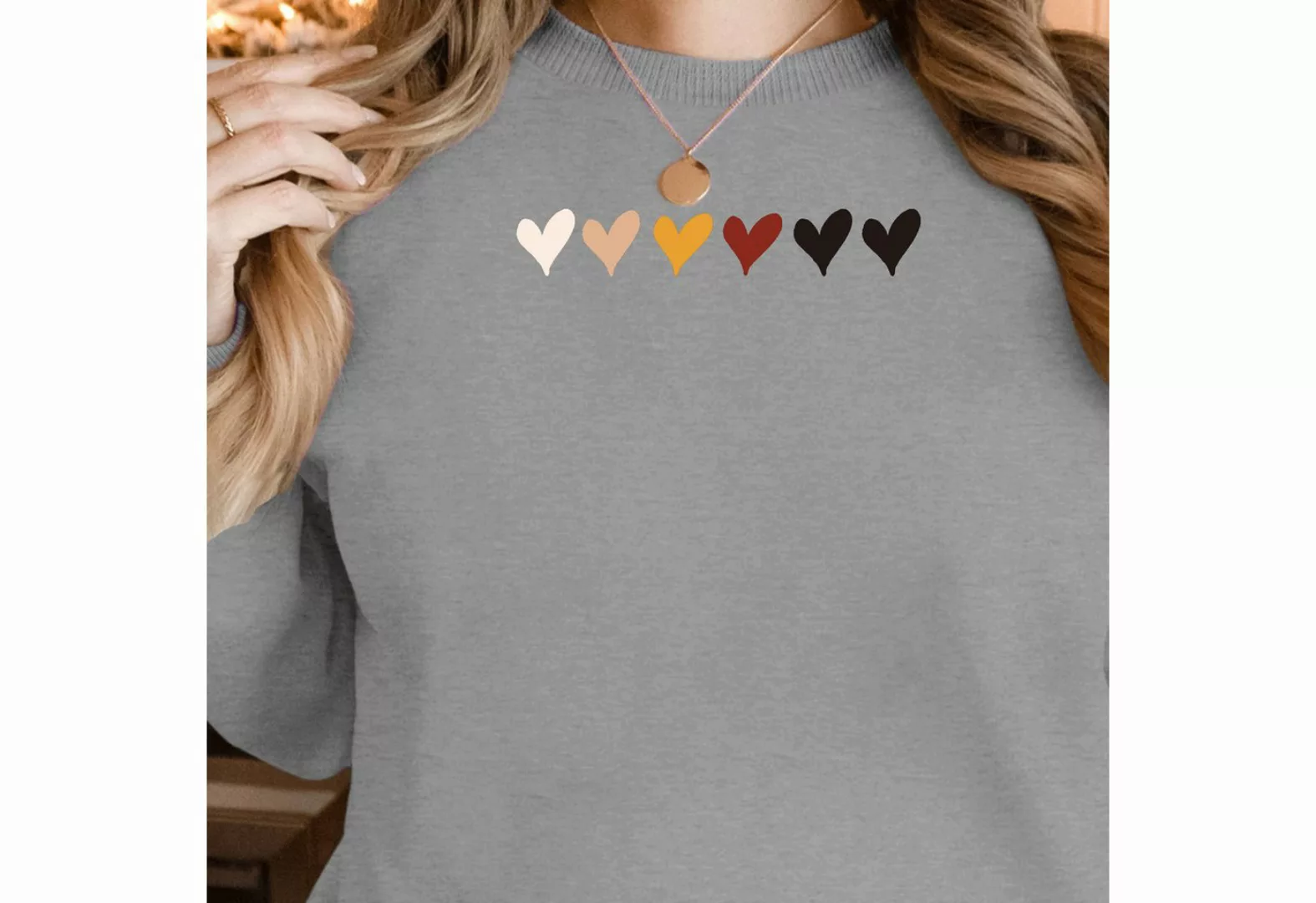 PYL Sweatshirt Damen Casual Sweatshirts mit Heart Druck,Langarm Lose Pullov günstig online kaufen