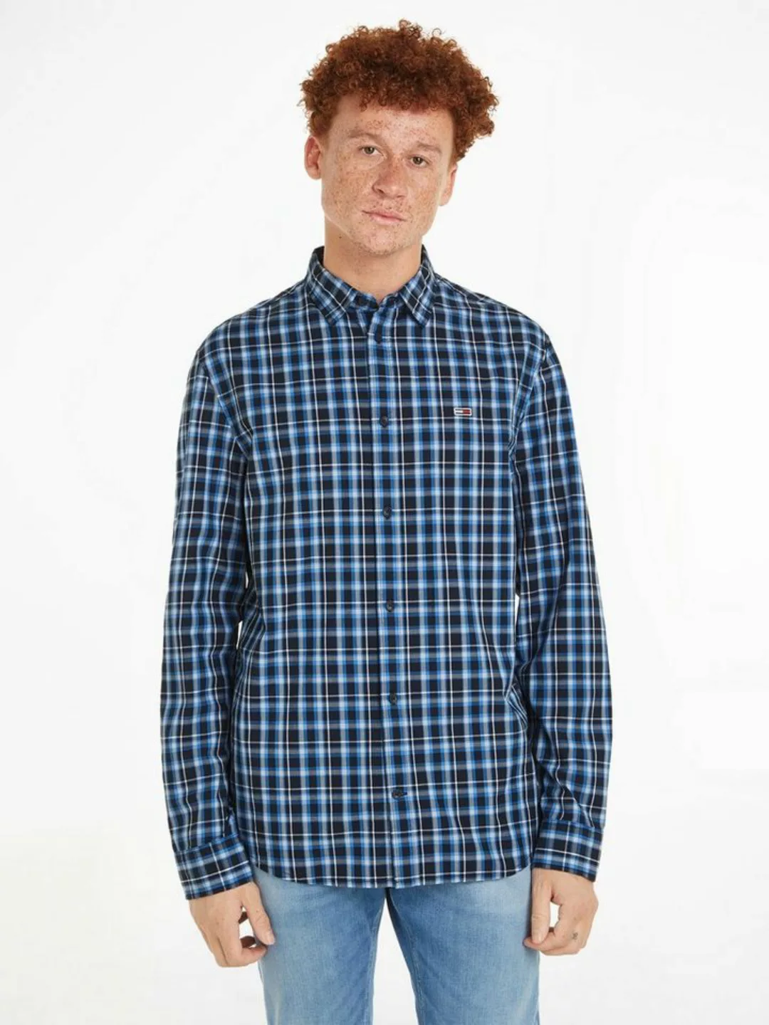 Tommy Jeans Karohemd TJM REG ESSENTIAL CHECK SHIRT mit Logostickerei günstig online kaufen