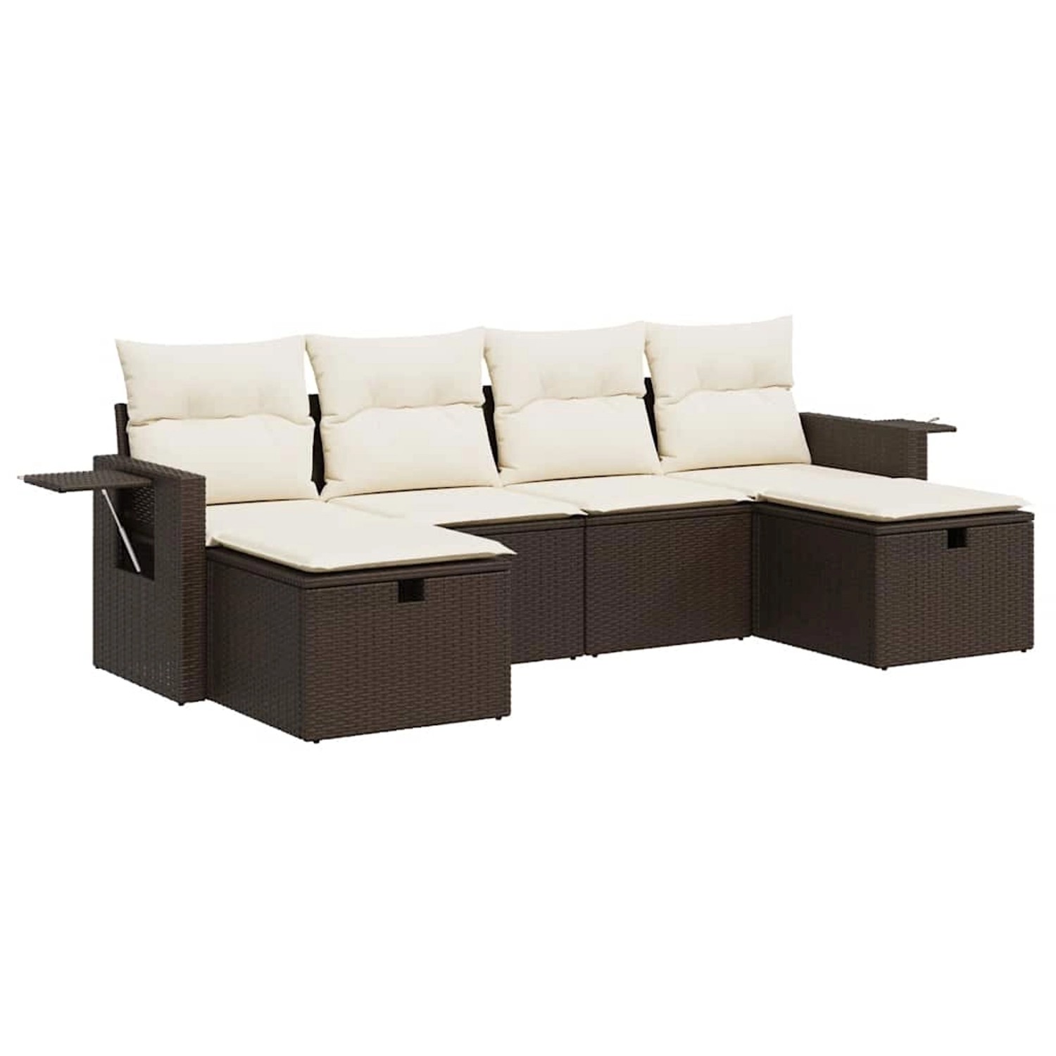 vidaXL 6-Tlg Garten-Sofagarnitur mit Kissen Braun Poly Rattan 3325529 günstig online kaufen