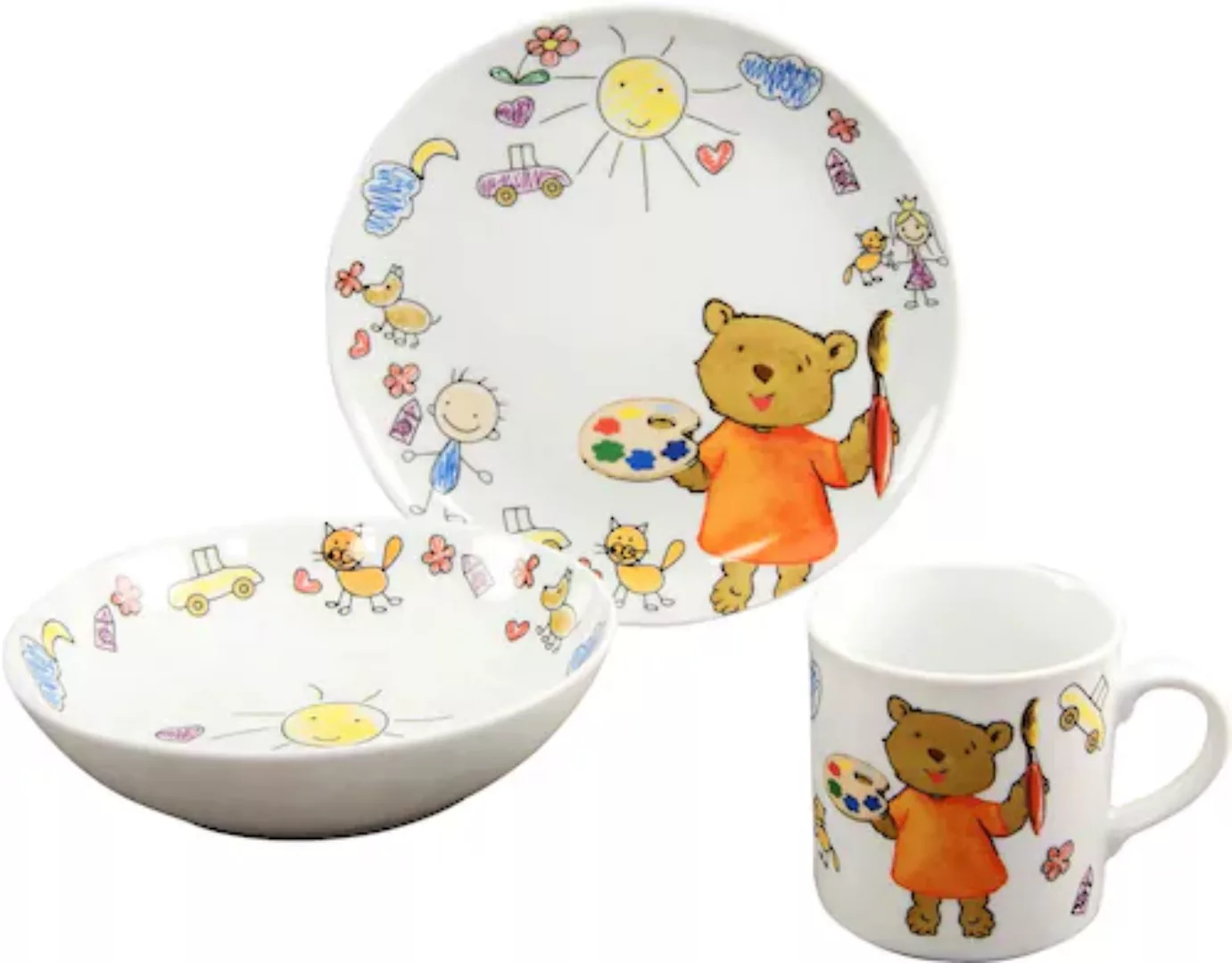 CreaTable Kindergeschirr-Set »Teddy«, (Set, 3 tlg., 1 Kinderteller, 1 Kinde günstig online kaufen