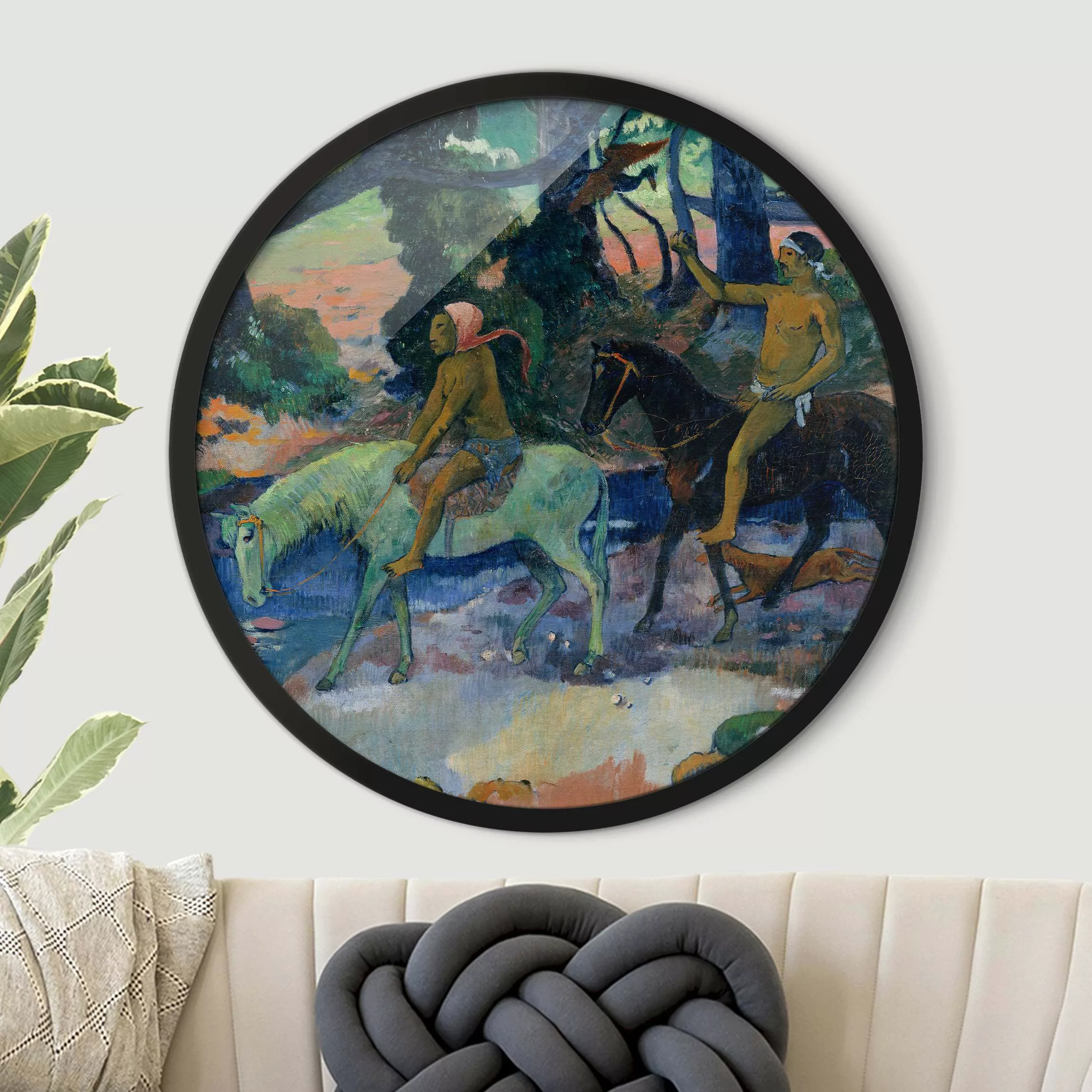 Rundes Gerahmtes Bild Paul Gauguin - Die Flucht günstig online kaufen