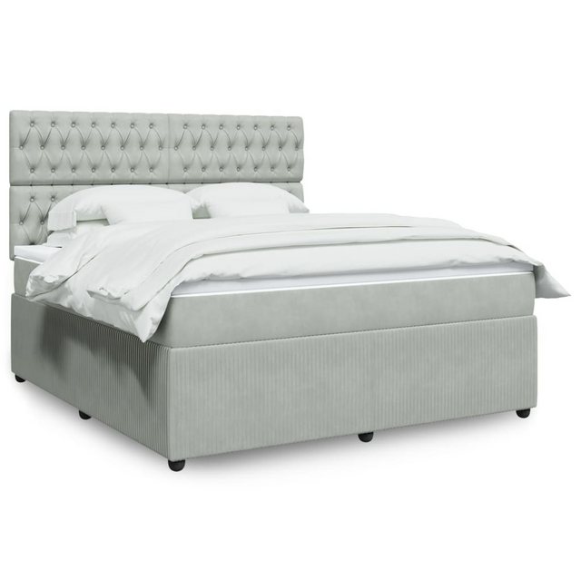 vidaXL Boxspringbett mit Matratze Hellgrau 180x200 cm Samt2099990 günstig online kaufen