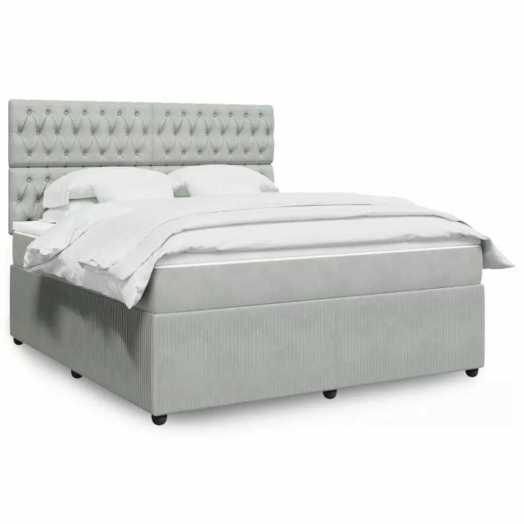 vidaXL Boxspringbett, Boxspringbett mit Matratze Hellgrau 180x200 cm Samt günstig online kaufen