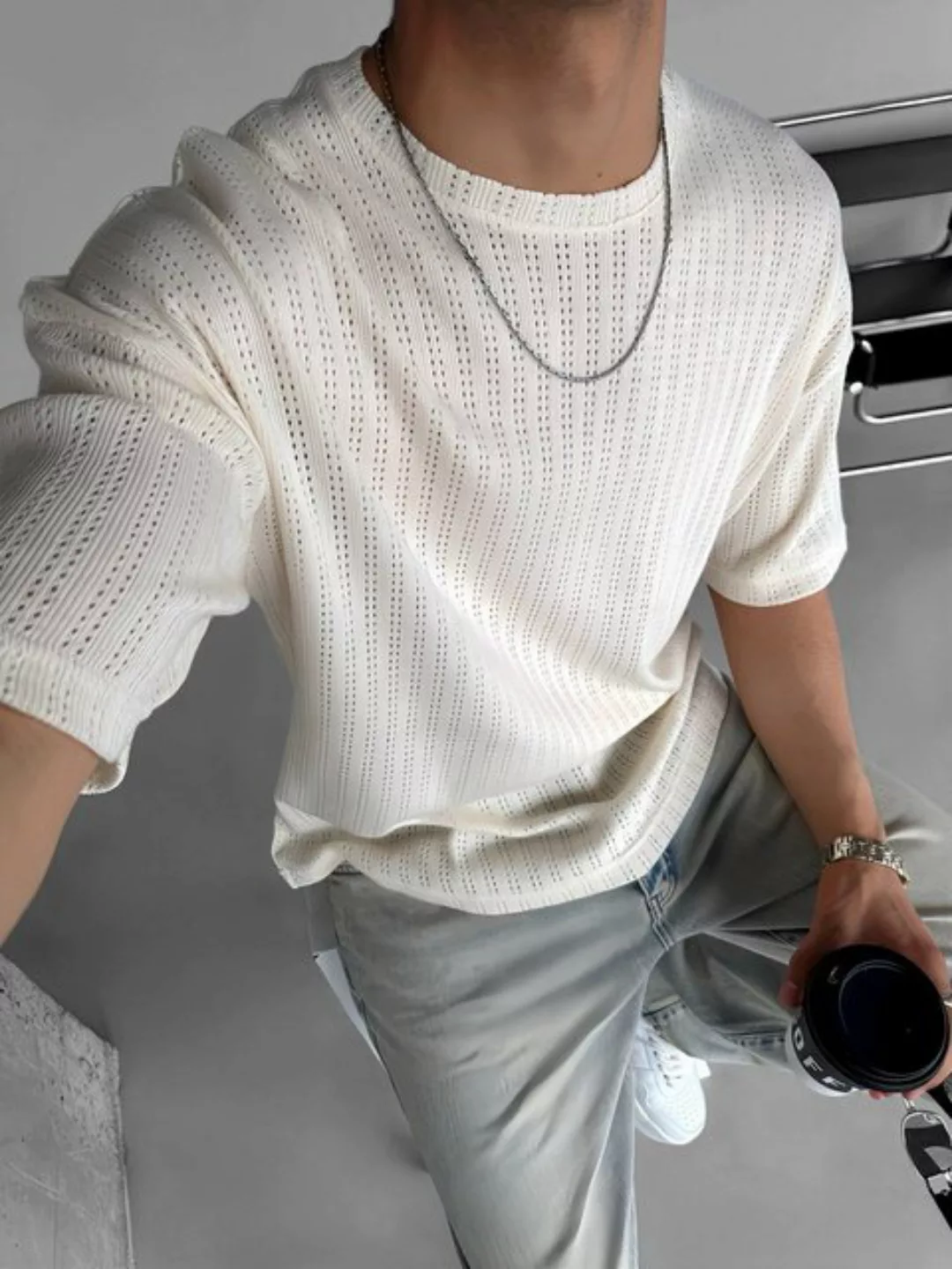 Abluka T-Shirt OVERSIZE KNIT STRUCTURED T-SHIRT günstig online kaufen