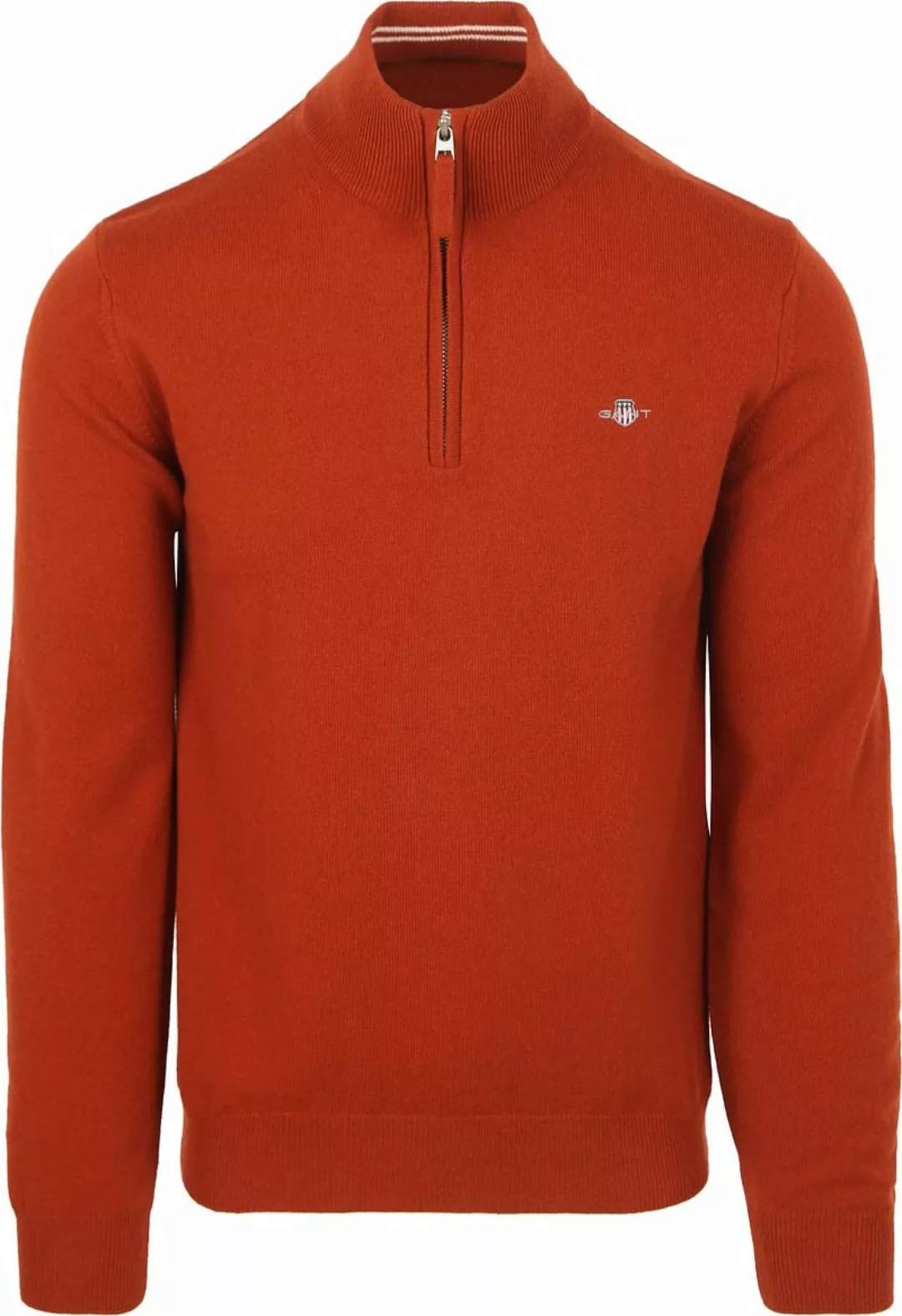 Gant Halfzip-Wollpullover mit Logo Rust - Größe L günstig online kaufen
