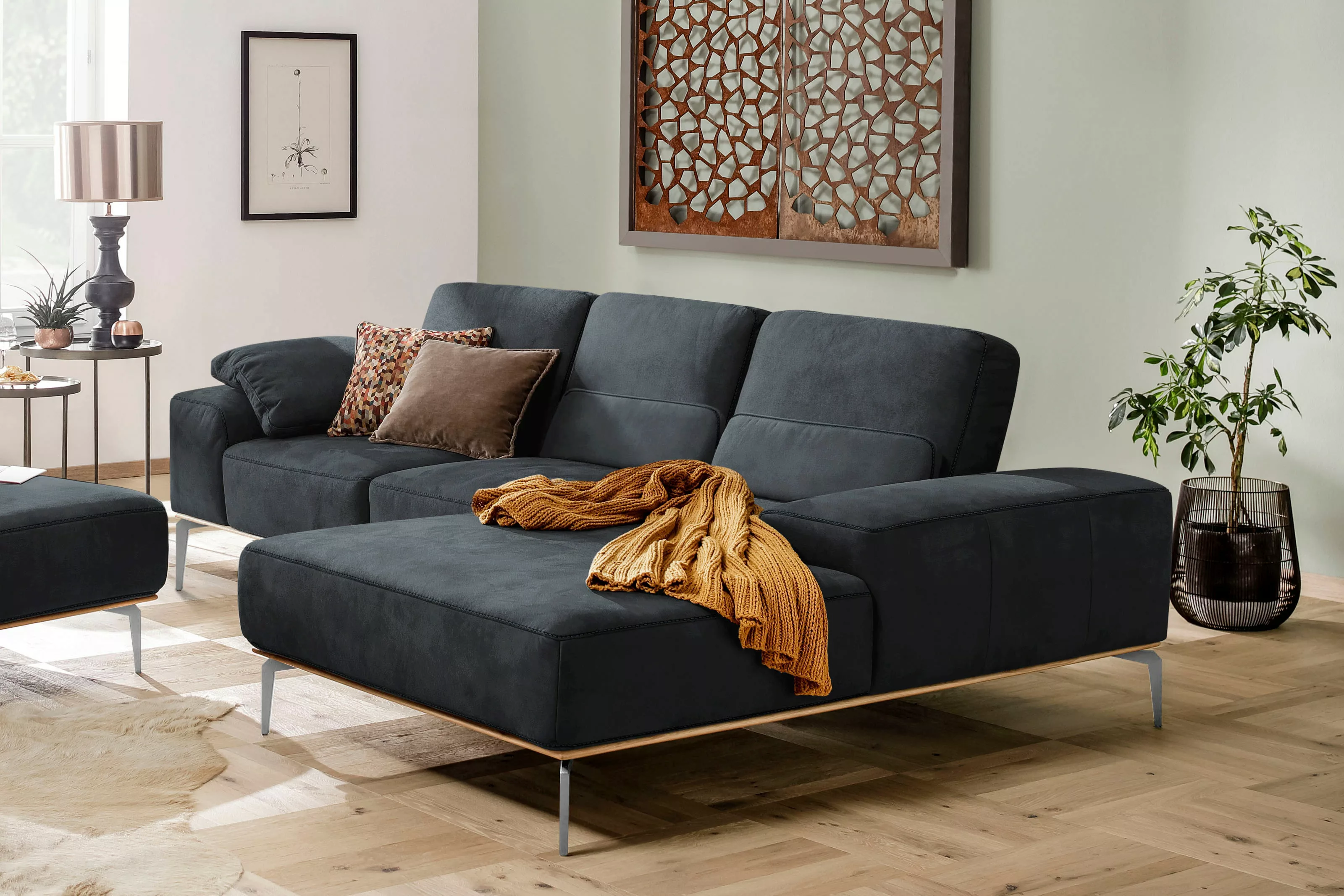 W.SCHILLIG Ecksofa run, mit elegantem Holzsockel, Füße in Chrom glänzend, B günstig online kaufen