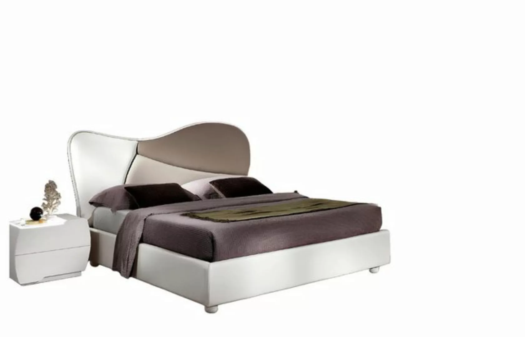 Xlmoebel Bett Neues modernes Design Doppelbett in luxuriösem Weiß aus Leder günstig online kaufen