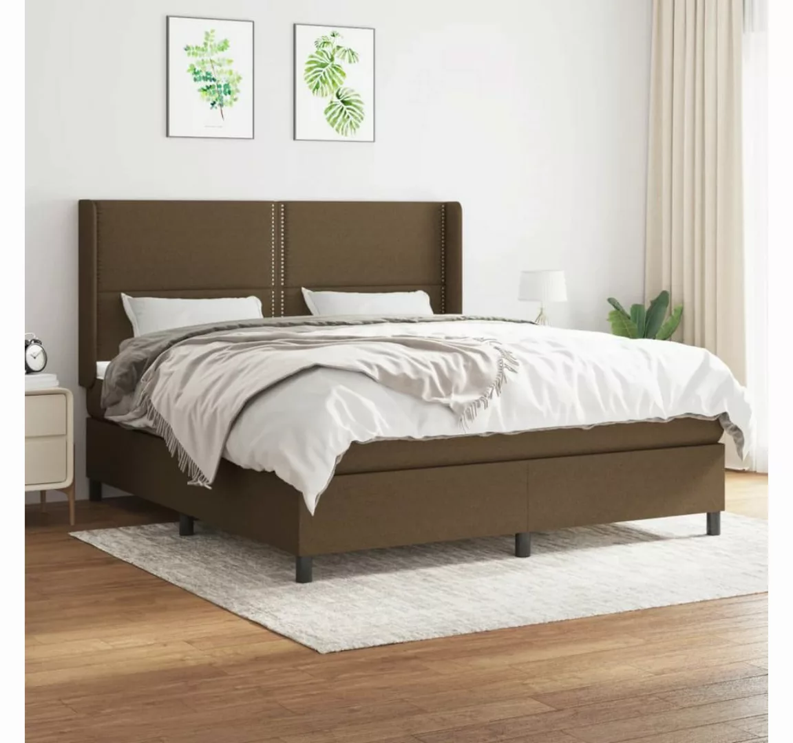 vidaXL Boxspringbett Boxspringbett mit Matratze Dunkelbraun 160x200 cm Stof günstig online kaufen