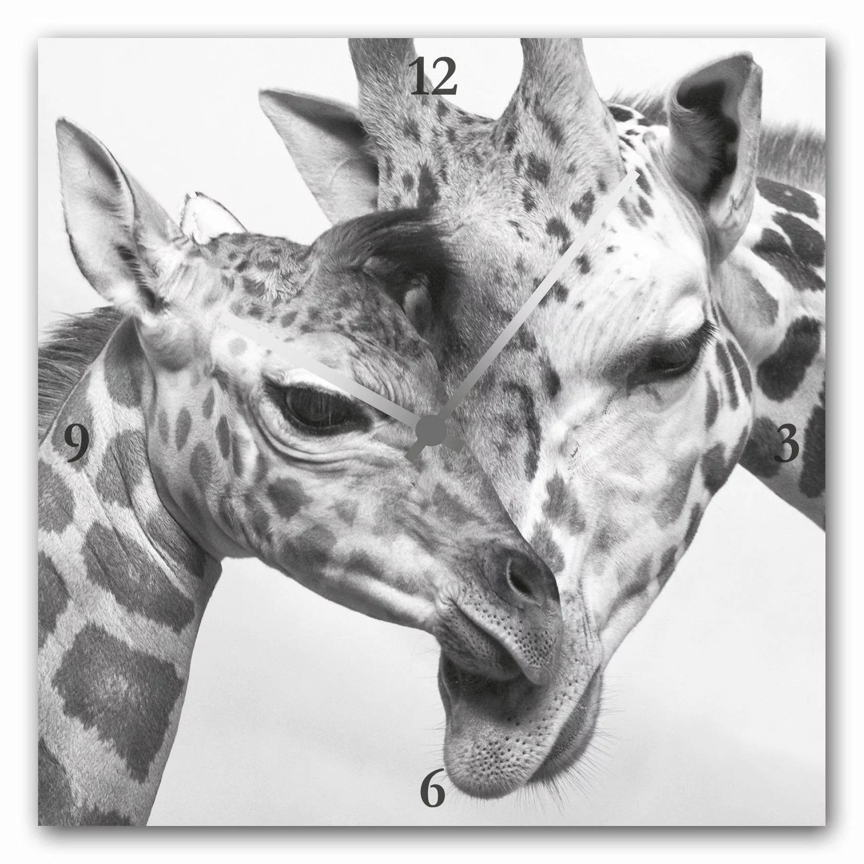 queence Wanduhr "Giraffen", eckig, Acrylglas günstig online kaufen