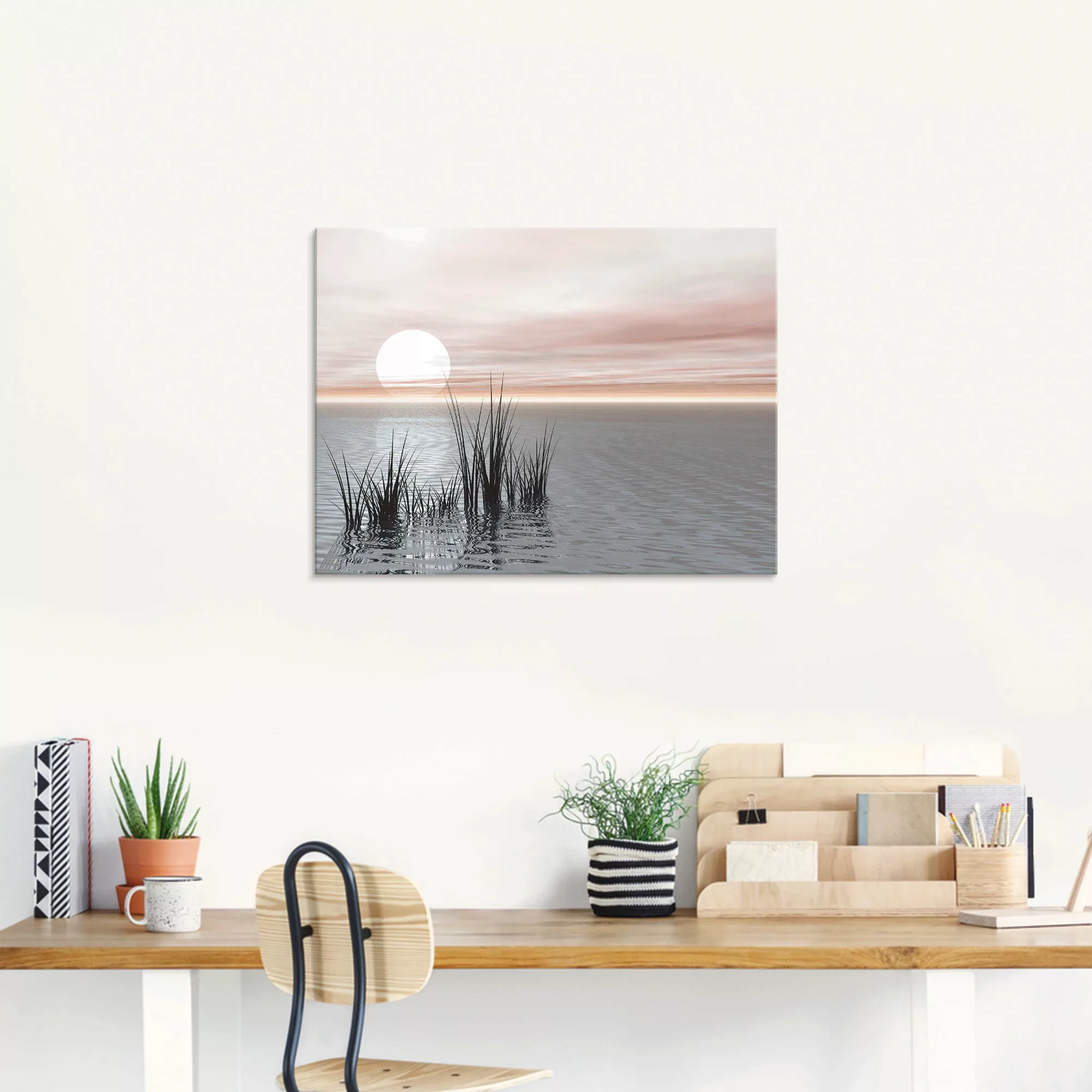Artland Glasbild »Sonnenuntergang mit Schilf«, Sonnenaufgang & -untergang, günstig online kaufen