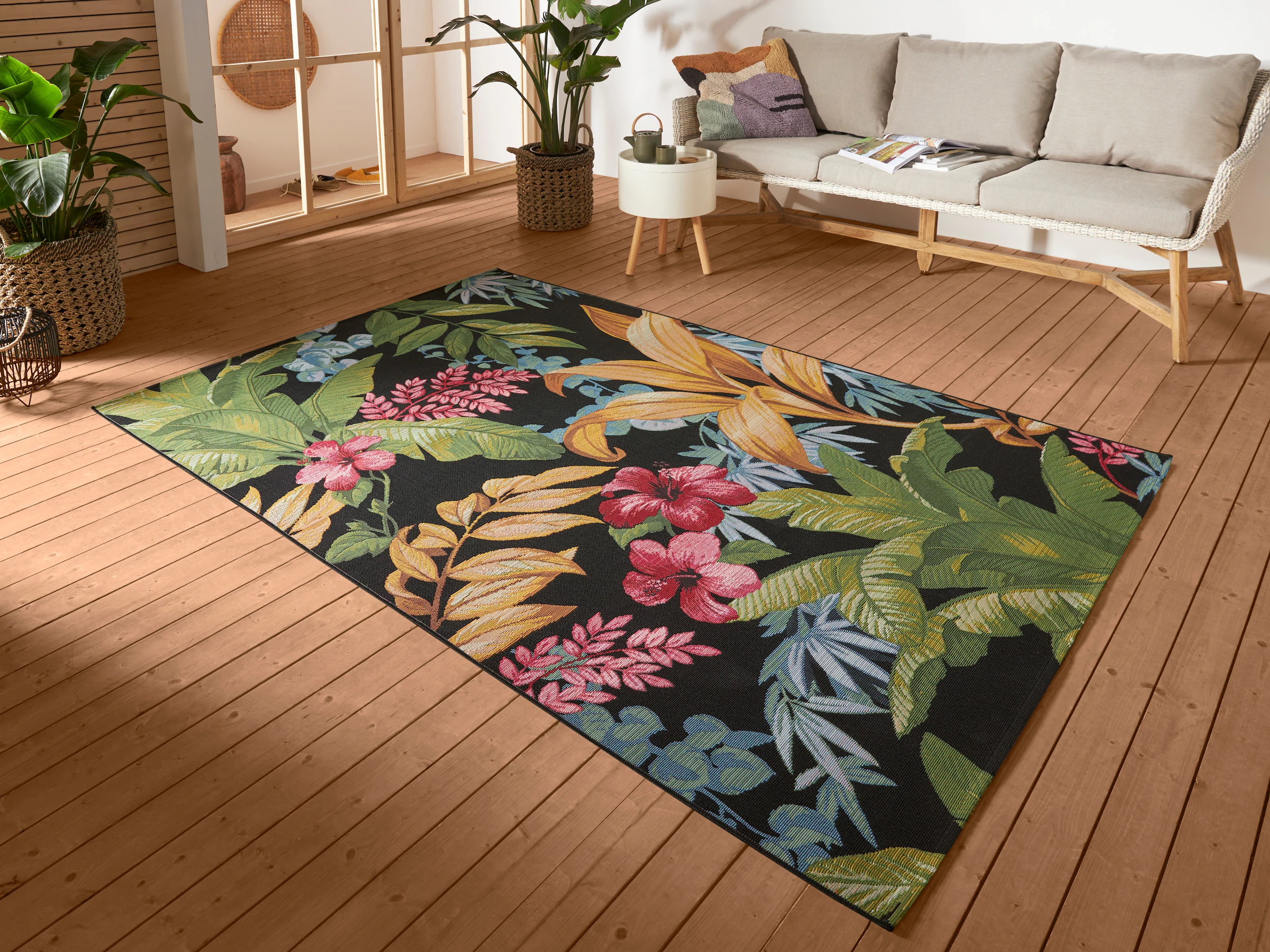 HANSE Home Outdoorteppich »Tropical Flowers«, rechteckig, 3 mm Höhe, In-& O günstig online kaufen