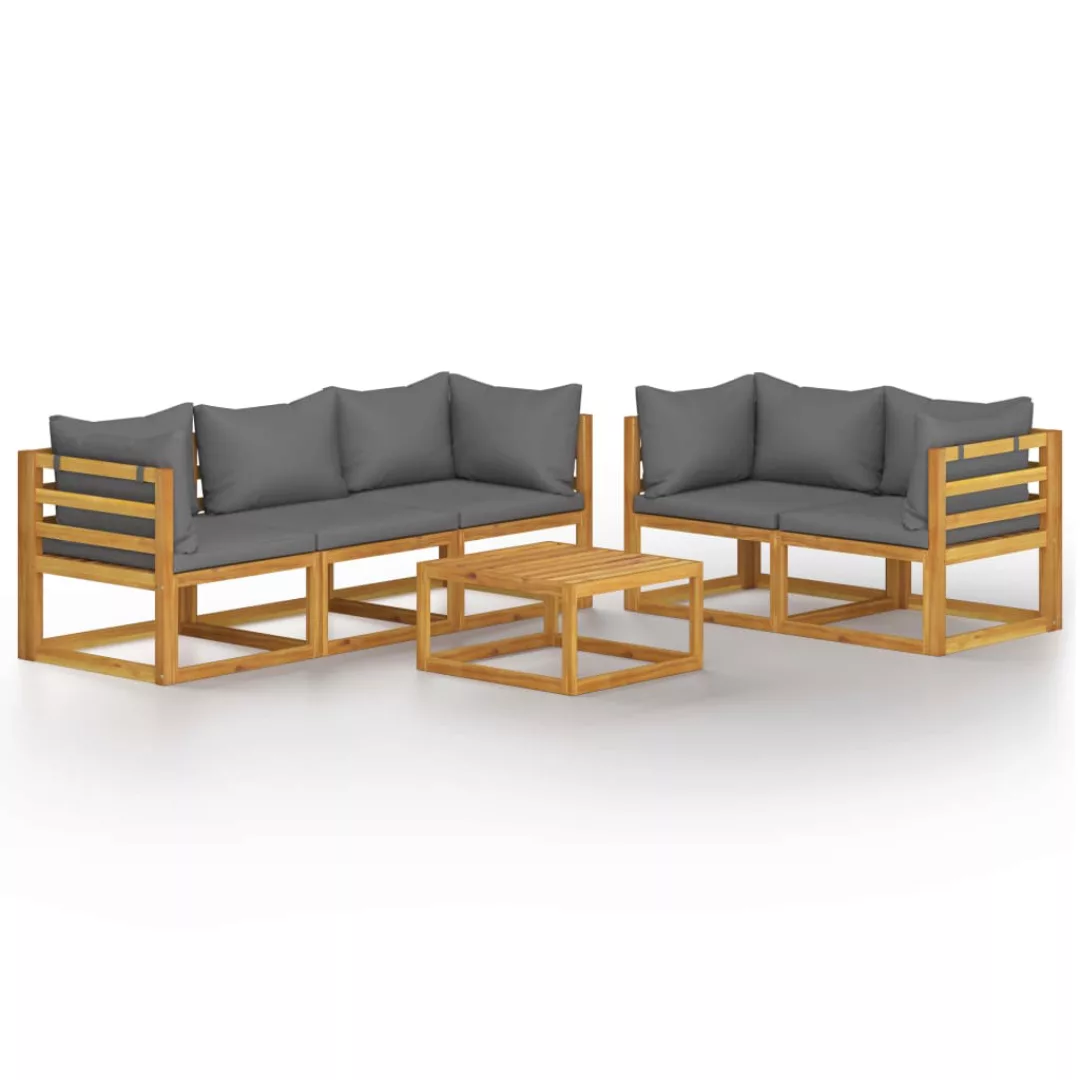 6-tlg. Garten-lounge-set Mit Auflagen Massivholz Akazie günstig online kaufen