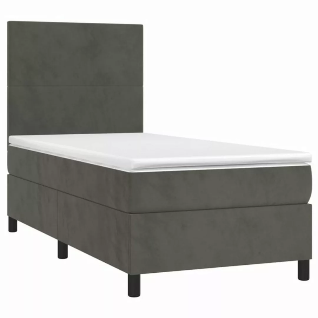 vidaXL Boxspringbett Boxspringbett mit Matratze LED Dunkelgrau 80x200 cm Sa günstig online kaufen