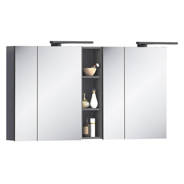 Lomadox Spiegelschrank MODENA-56 Badmöbel Spiegelschrank 140 cm in anthrazi günstig online kaufen