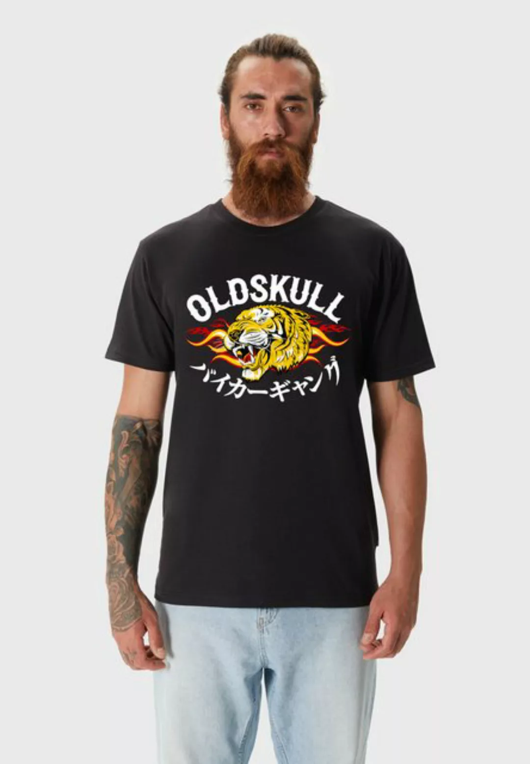 Oldskull T-Shirt Wrldvibe Beast & Flames Logo Graphic günstig online kaufen