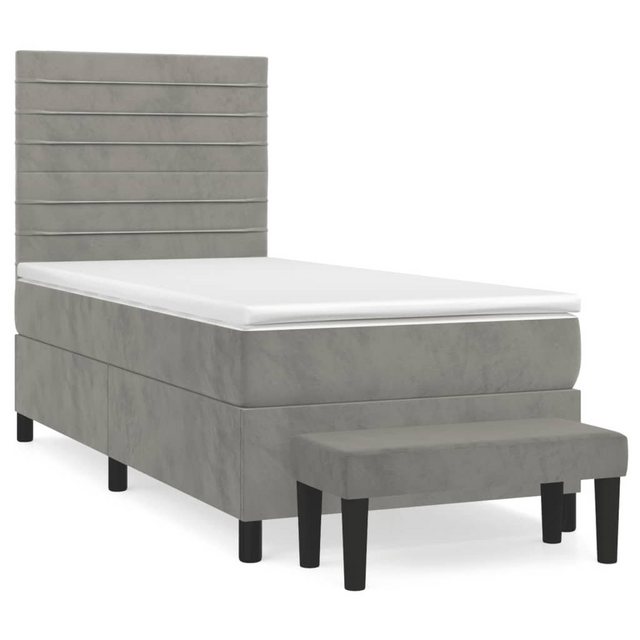 vidaXL Bettgestell Boxspringbett mit Matratze Hellgrau 80x200 cm Samt Bett günstig online kaufen