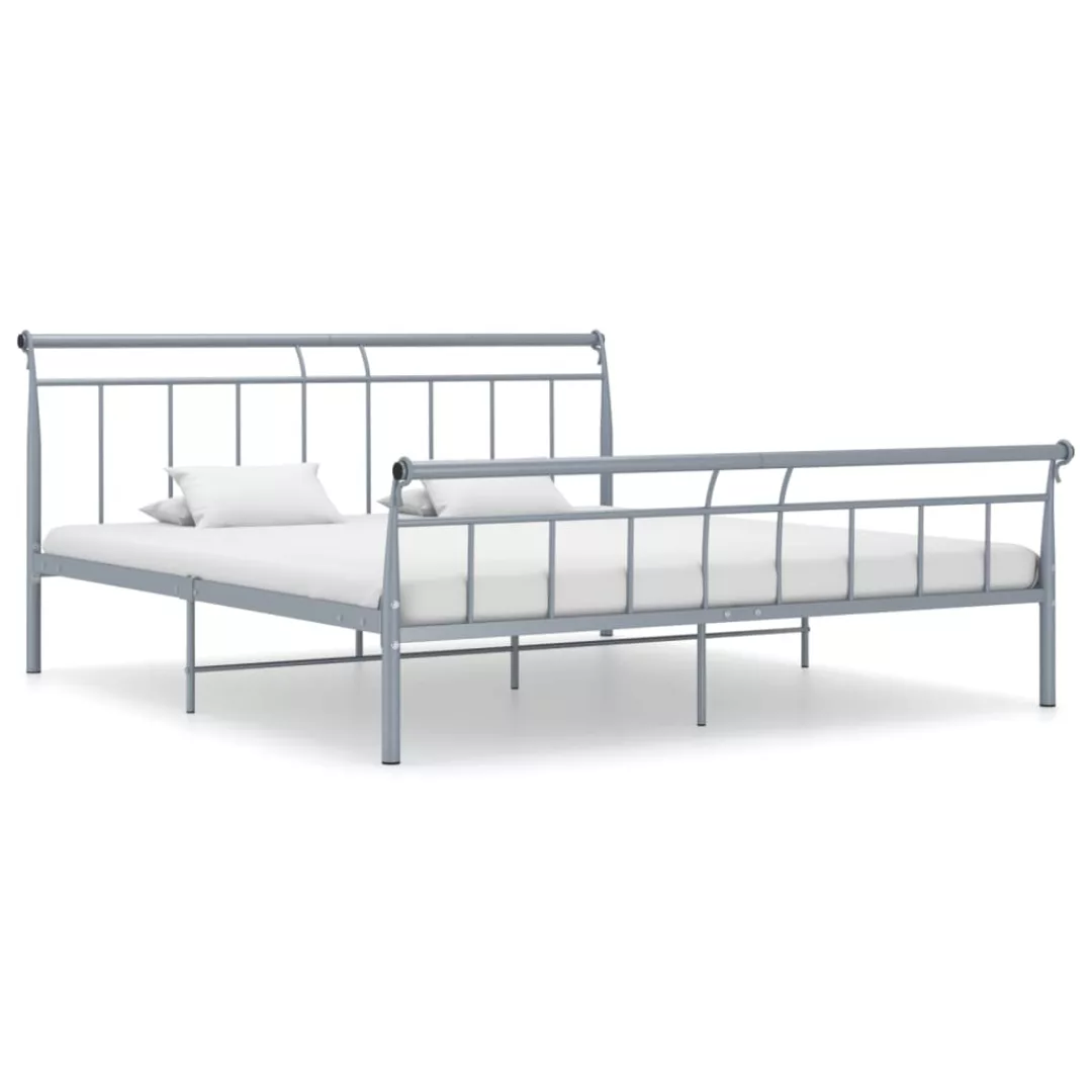 Bettgestell Grau Metall 180x200 Cm günstig online kaufen
