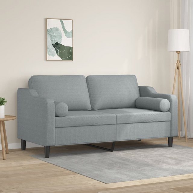 vidaXL Sofa 2-Sitzer-Sofa mit Zierkissen Hellgrau 140 cm Stoff günstig online kaufen