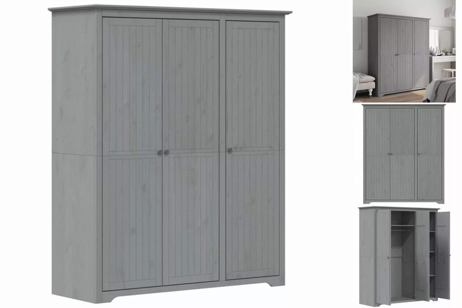 vidaXL Kleiderschrank Kleiderschrank BODO Grau 151,5x52x176,5 cm Massivholz günstig online kaufen