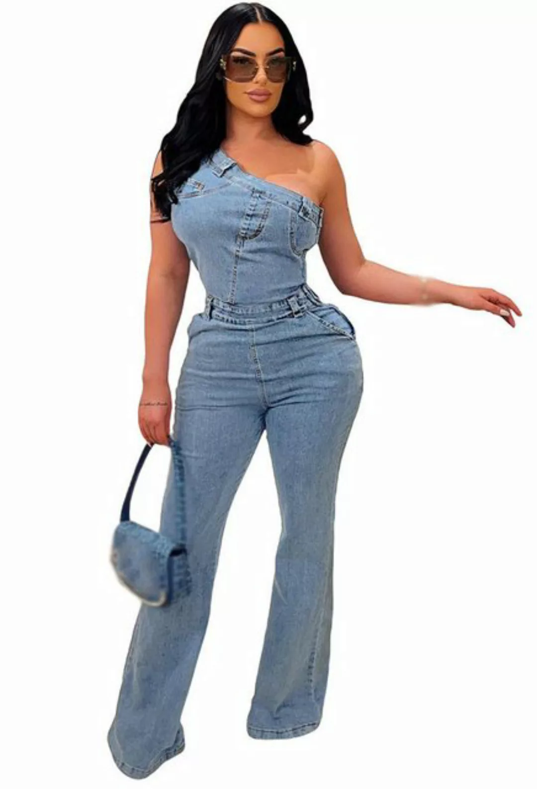 CHENIN 7/8-Overall Schulterfreier, schmal geschnittener Stretch-Jumpsuit De günstig online kaufen