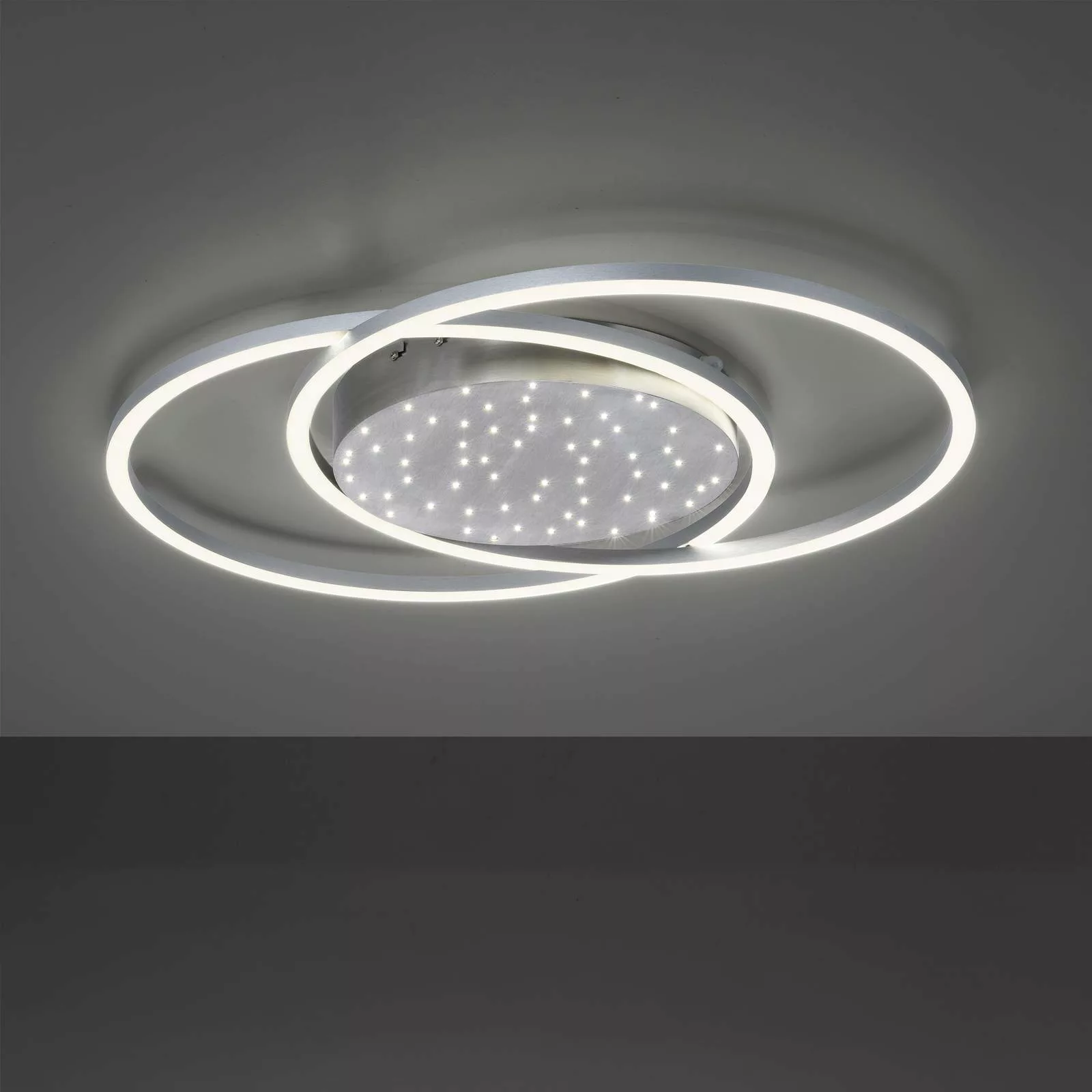 LED Deckenleuchte Yuki in Silber 2x24W 2840lm rund günstig online kaufen