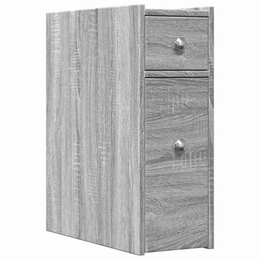 vidaXL Aktenschrank Badschrank Schmal mit Rollen Grau Sonoma Spanplatte günstig online kaufen