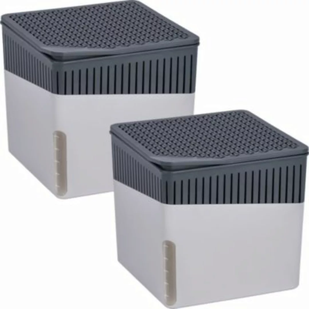 WENKO Raumentfeuchter Cube Grau 1000 g 2er Set, Luftentfeuchter grau-kombi günstig online kaufen