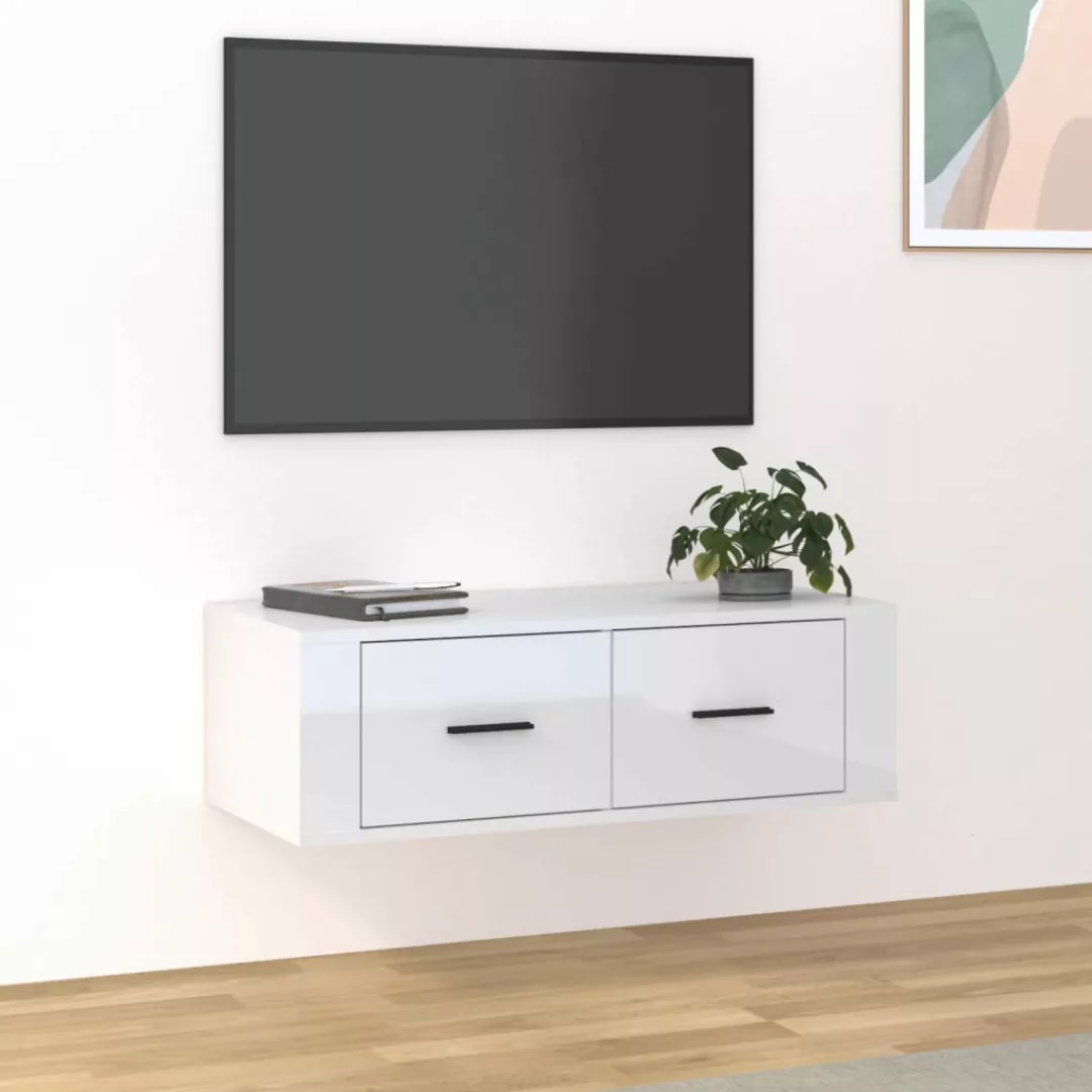 Vidaxl Tv-wandschrank Hochglanz-weiß 80x36x25 Cm Holzwerkstoff günstig online kaufen