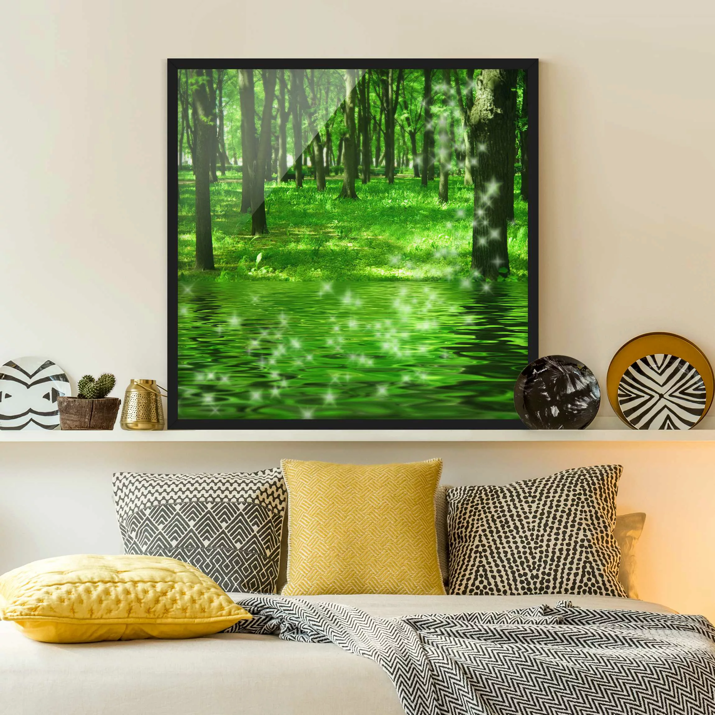 Bild mit Rahmen Natur & Landschaft - Quadrat Morgenzauber günstig online kaufen