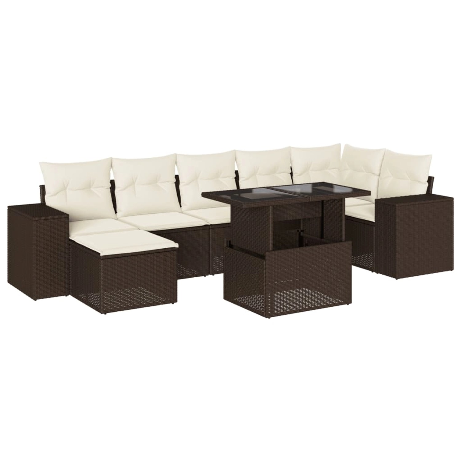 vidaXL 8-Tlg Garten-Sofagarnitur mit Kissen Braun Poly Rattan 3269323 günstig online kaufen