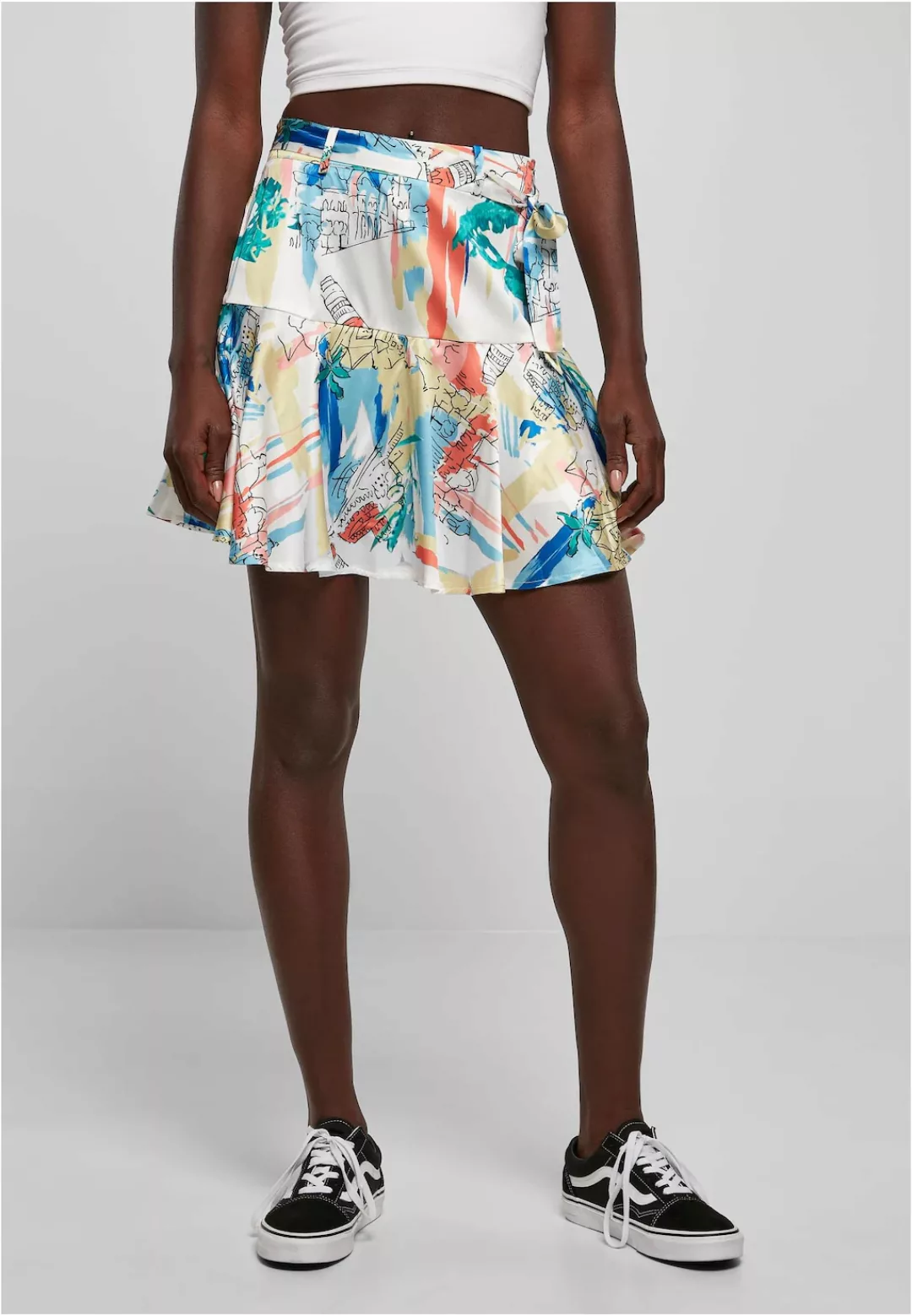 URBAN CLASSICS Jerseyrock Urban Classics Damen Ladies AOP Satin Mini Skirt günstig online kaufen