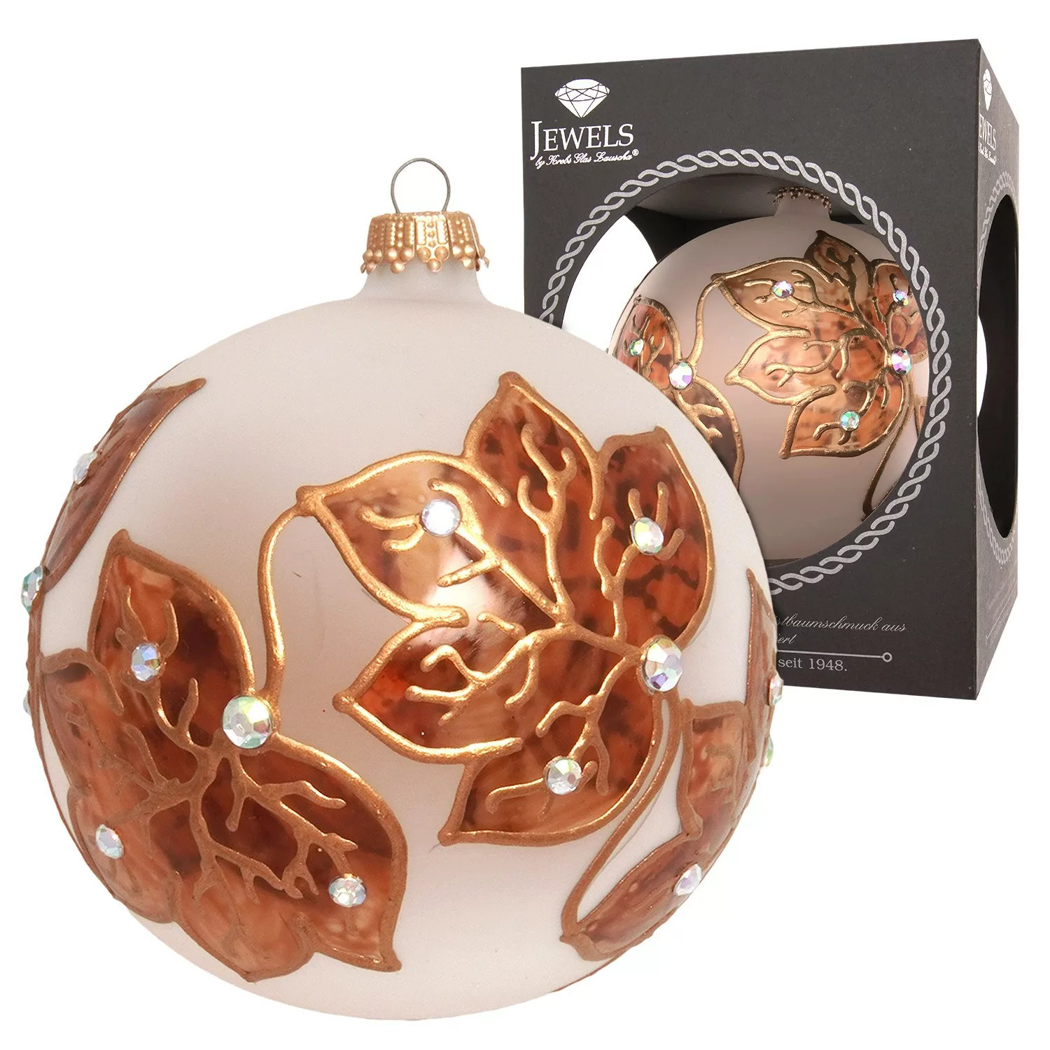 Krebs Glas Lauscha Weihnachtskugel Kupferblätter 1-tlg. 8cm günstig online kaufen