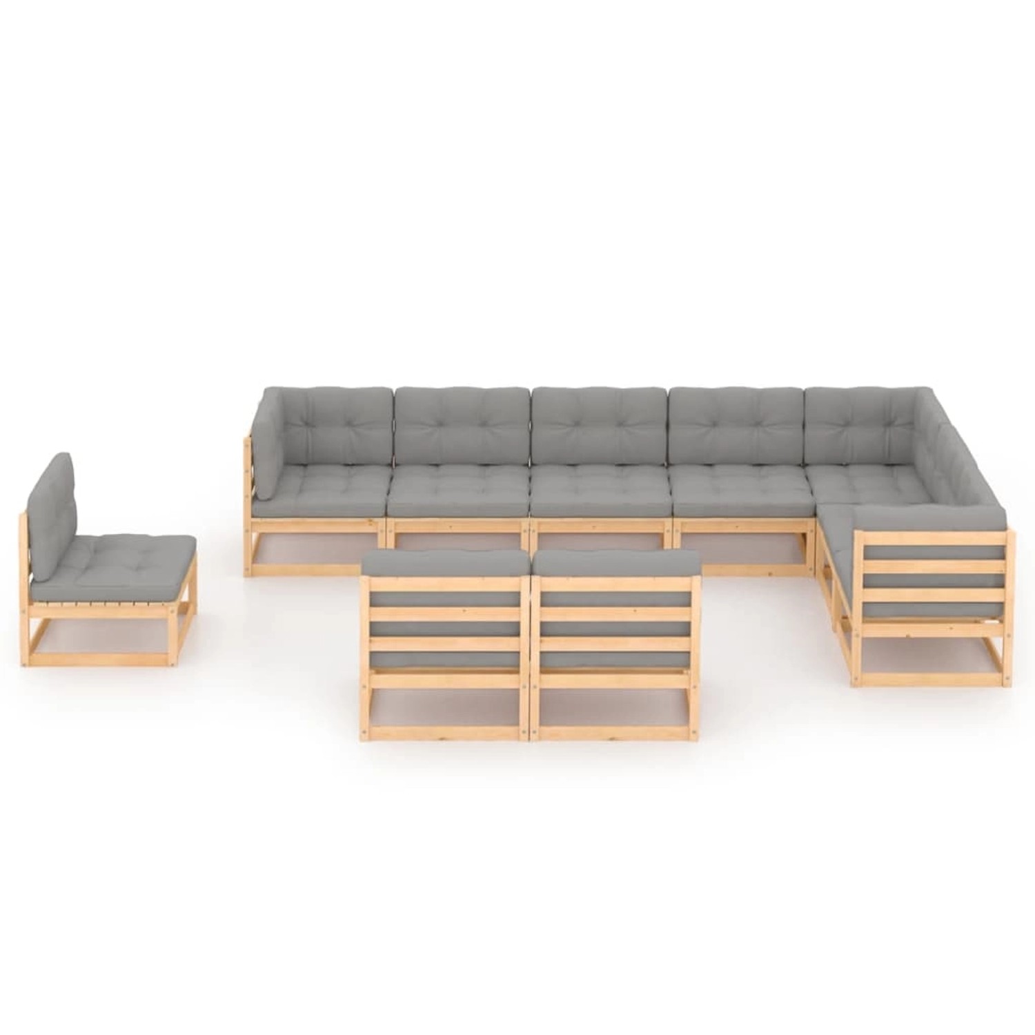 10-tlg. Garten-lounge-set Mit Kissen Kiefer Massivholz günstig online kaufen